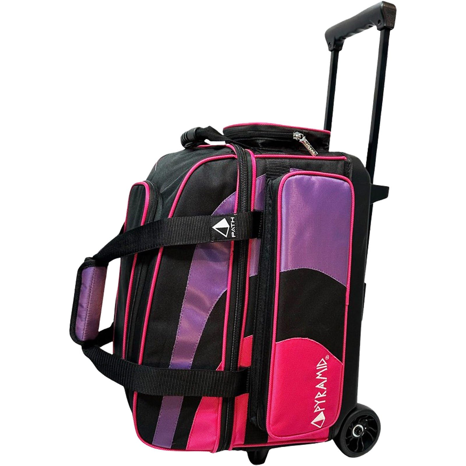 Pyramid Path Pro Deluxe Double Roller Bowling Bag (Black/Hot Pink/Purple)
