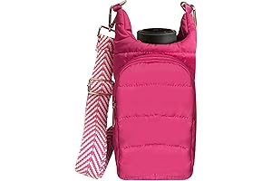 Puffer Quilted Crossbody Water Bottle Holder Bag with Adjustable Strap