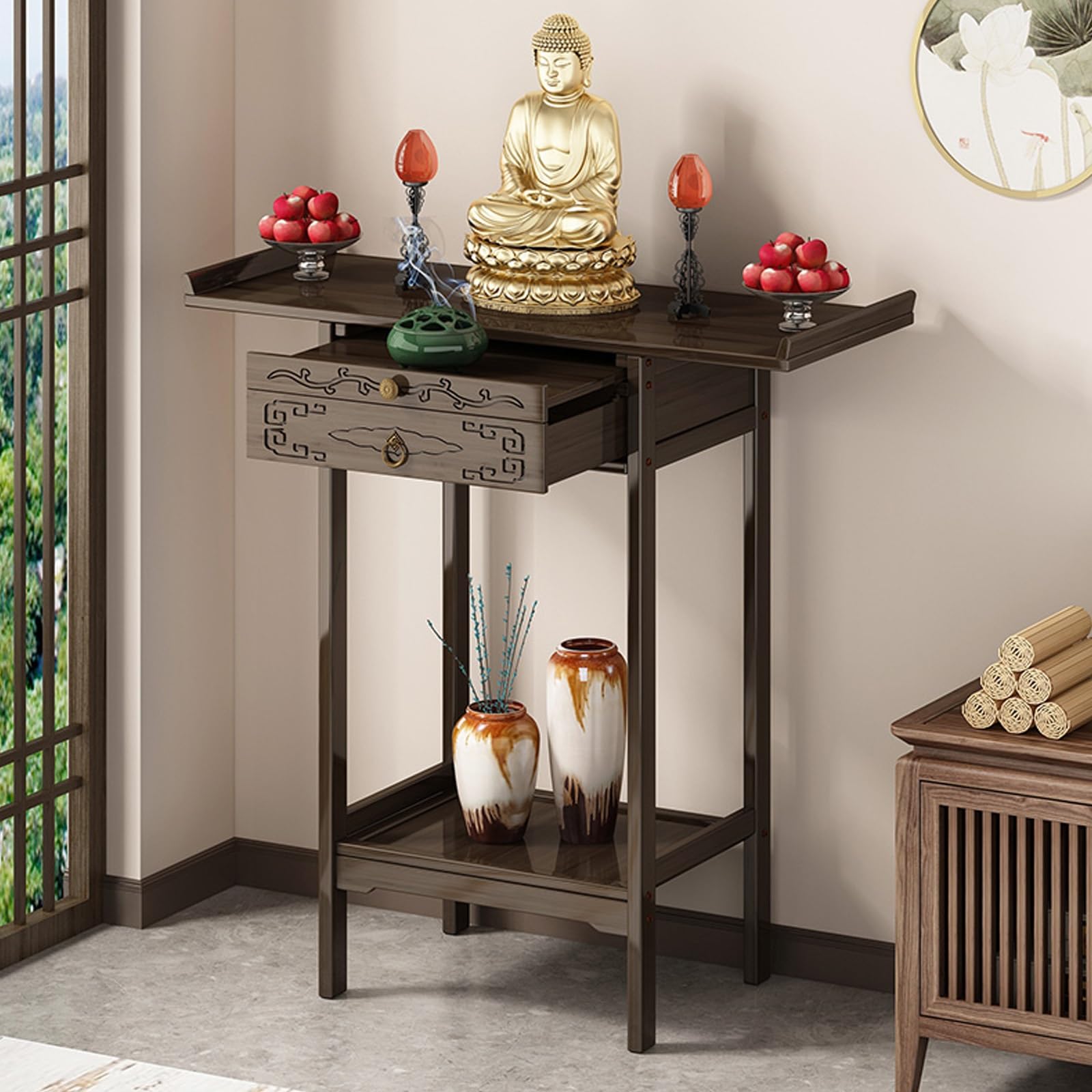 Armoire de prière et méditation pour coin zen à la maison 120cm
