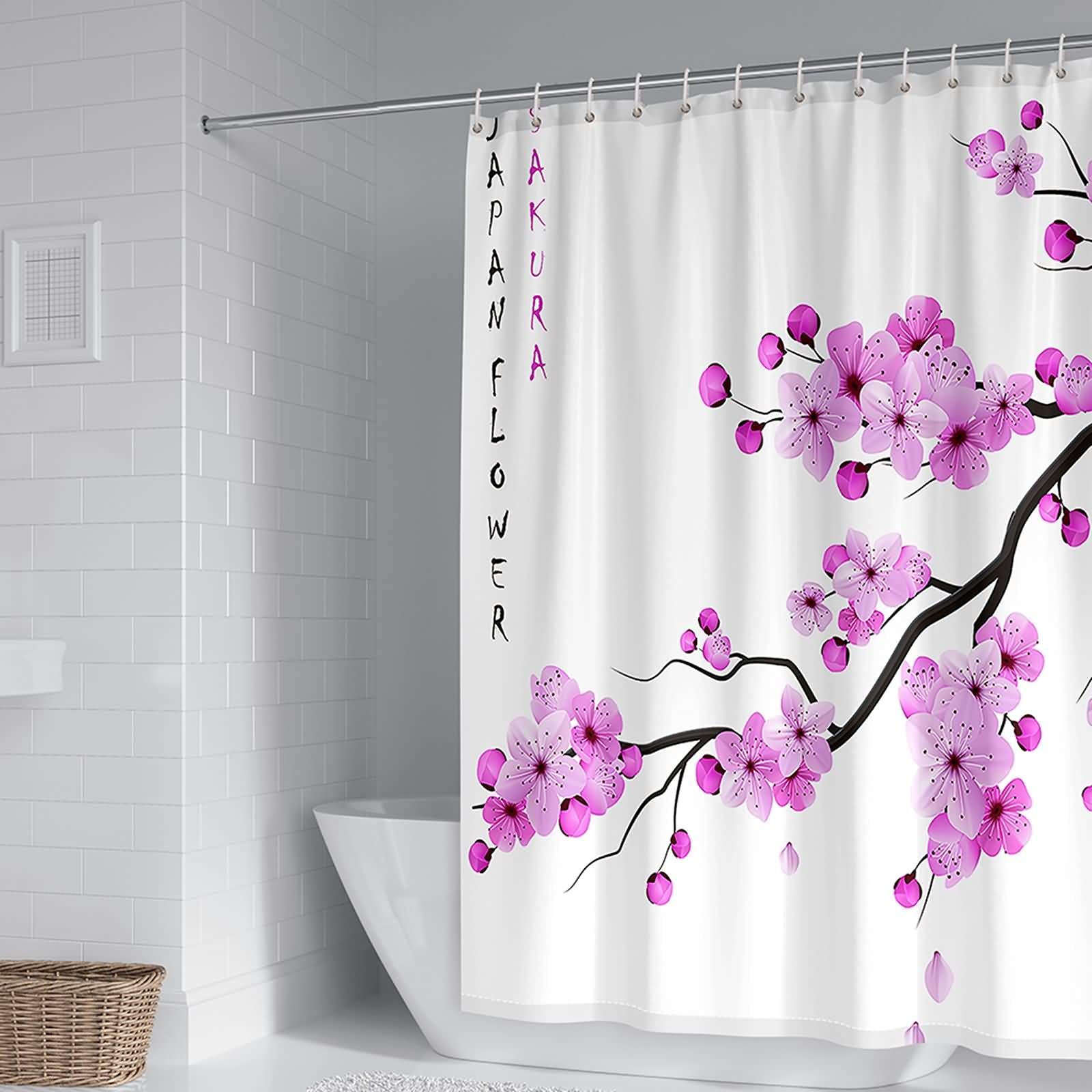 Rideau de douche 180x200 anti moisissure polyester sakura KnSam