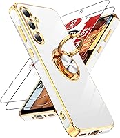 Vista 113 de LeYi para Funda de Teléfono Samsung Galaxy A13-5G: Protector de Pantalla de Vidrio Templado, Soporte Magnético Giratório de Anillo 360°, Borde Negro