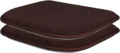 Almohadillas de espuma viscoelástica color marrón, paquete de 2 cojines de asiento en forma de D para sillas de oficina de comedor, 17 x 15