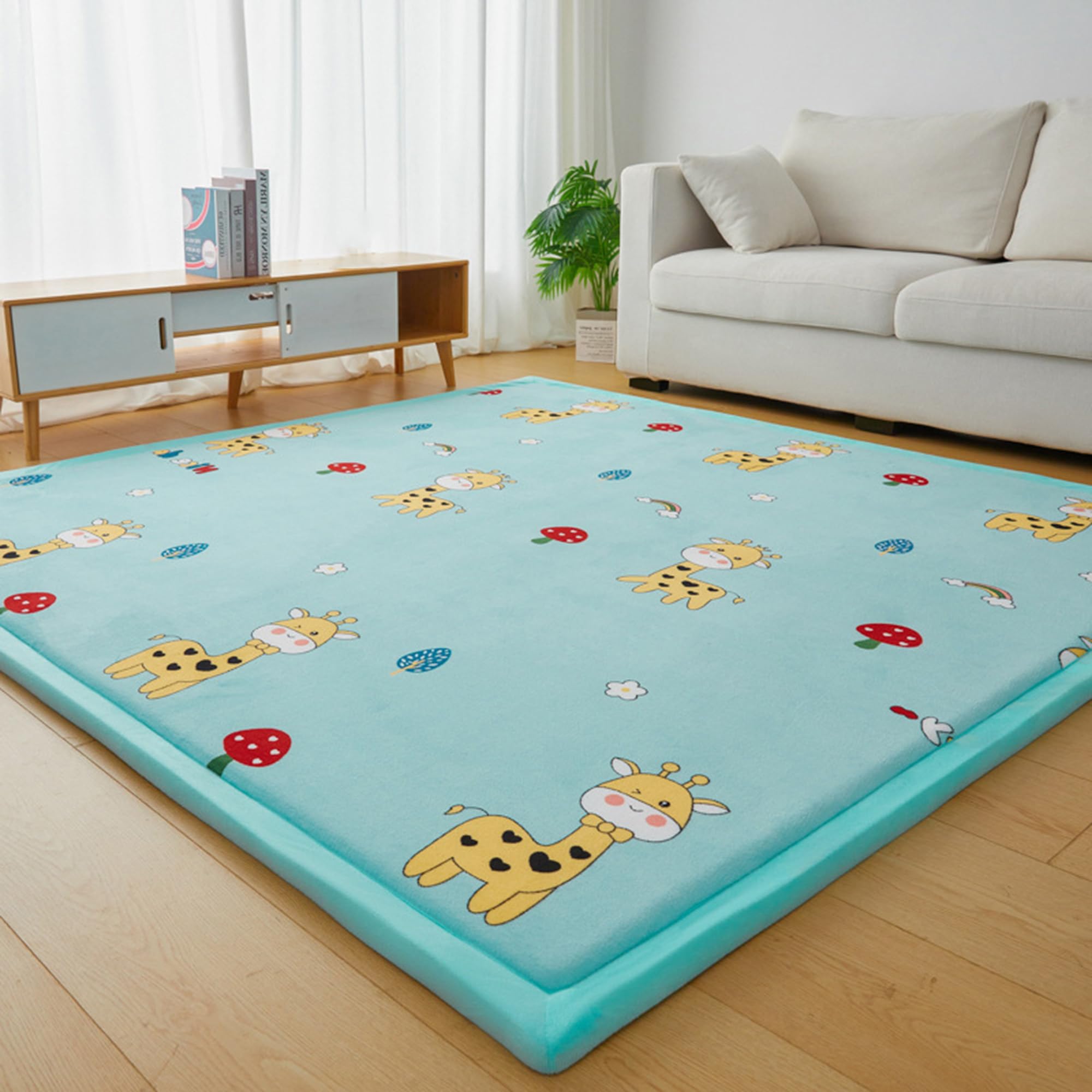 Tapis de chambre en peluche douce pour créer un coin lecture chaleureux au chevet