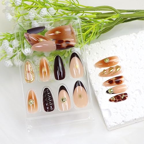 Miniatura 111 de Uñas postizas medianas a presión con lazos 3D, diseño de diamantes de imitación, punta francesa, pegamento brillante en las uñas acrílicas blancas