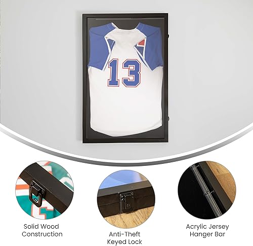 Miniatura 3 de Flash Furniture Banks - Estuche de exhibición de jersey, tubo de PVC colgante, parte trasera forrada de terciopelo, inserto de hoja de espuma,