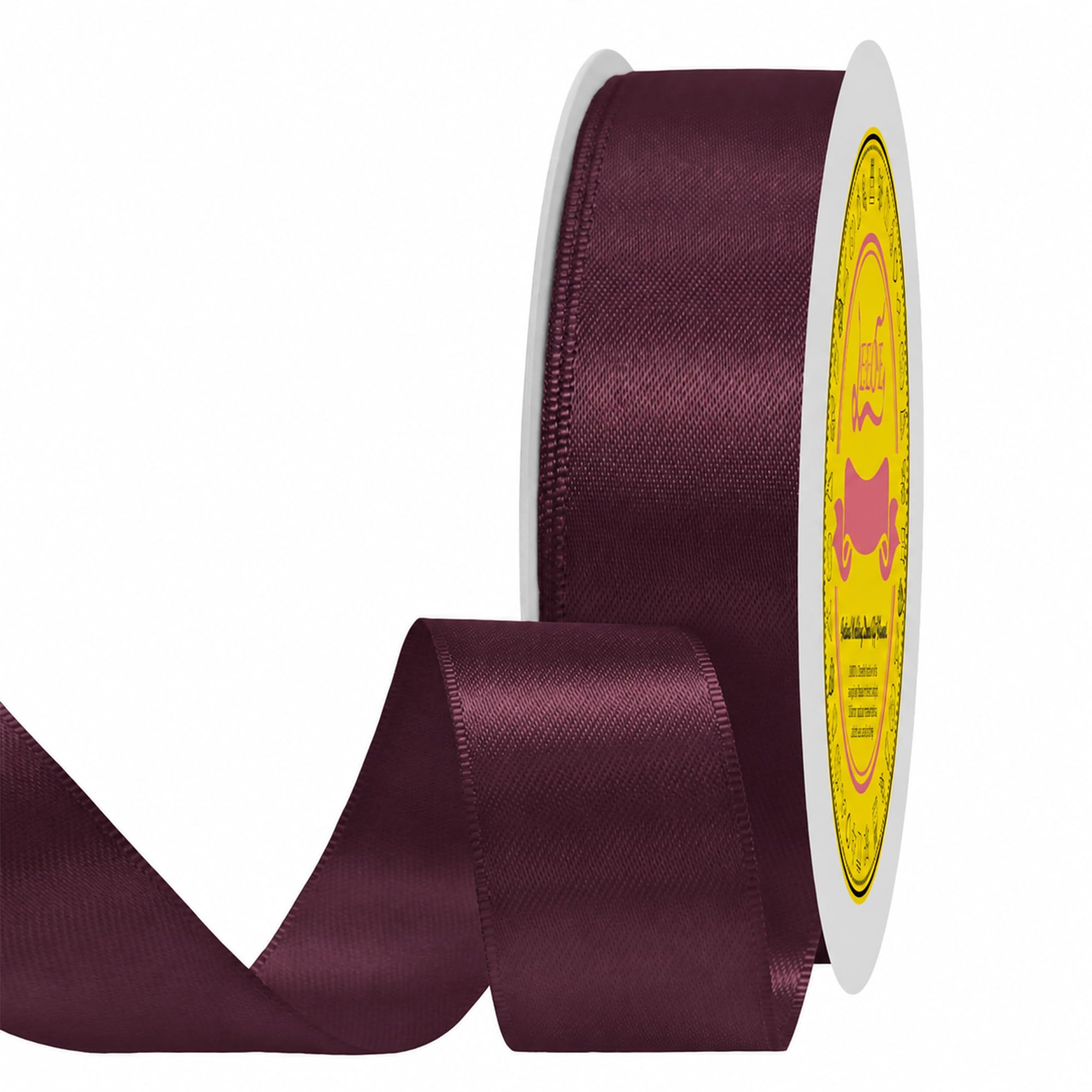 Double Face Burgundy Satin Ribbon 7/8 Inch X 100 Yards Polyester Ribbon for Gift Wrapping Very Suitable for Weddings Party Hair Bow Invitation Decorations and More