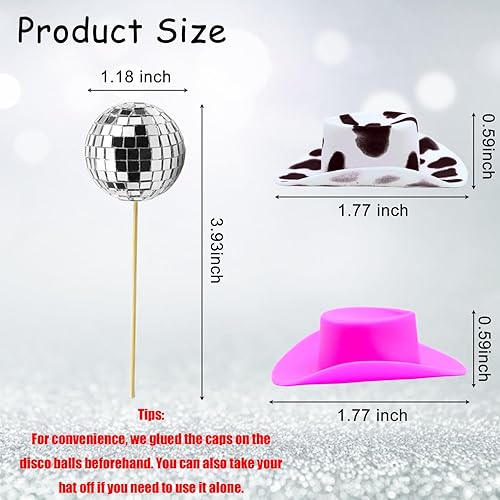 Miniatura 3 de 20 piezas de decoración de pastel de fiesta de discoteca de vaquera, decoraciones de fiesta de discoteca de los años 70 para suministros de fiesta