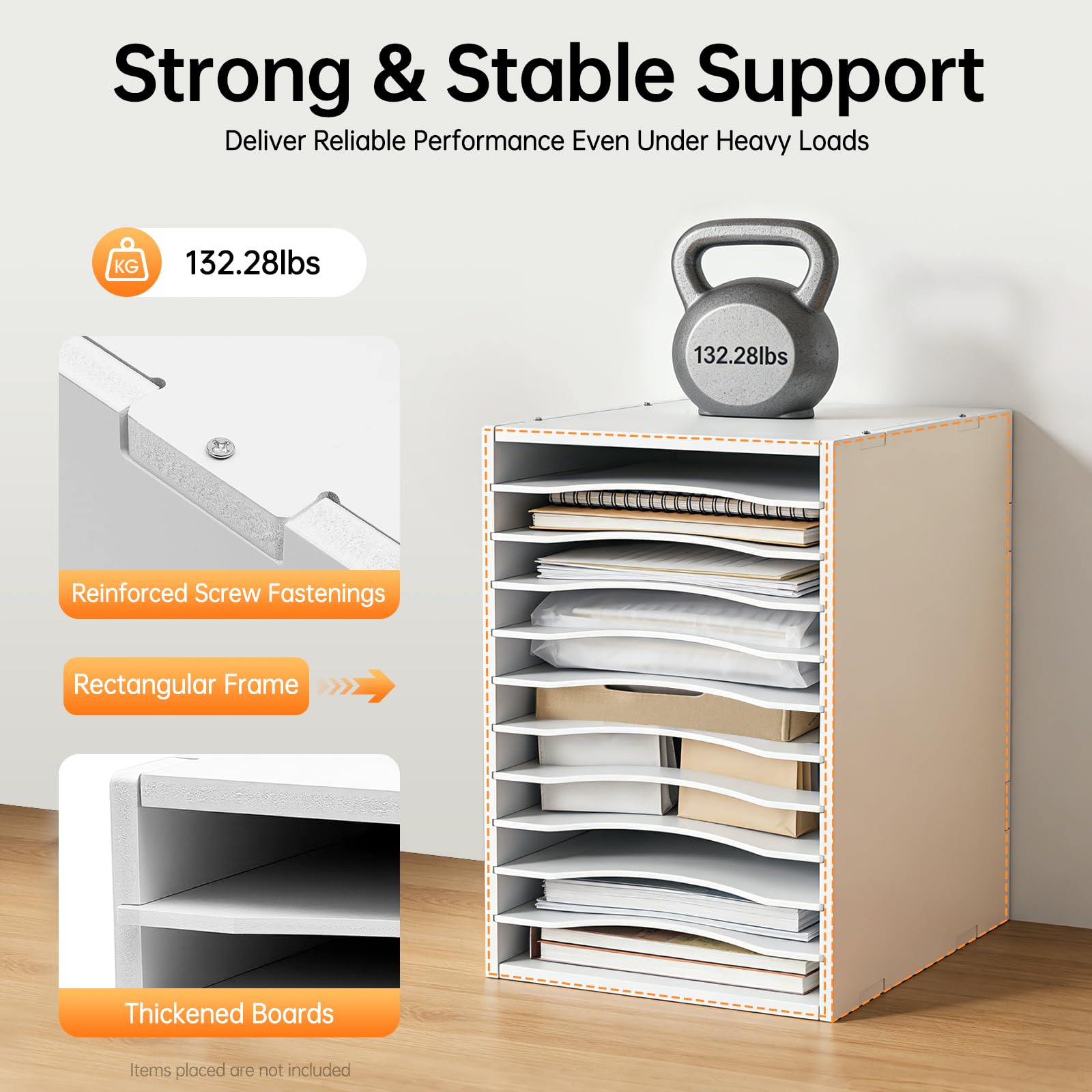27 x 30 x 40 cm, bianco, verticale, da scrivania, da utilizzare per riporre documenti | Portadocumenti con 11 scomparti, cacciavite e 14 viti, organizer per posta in PVC, laminato durevole