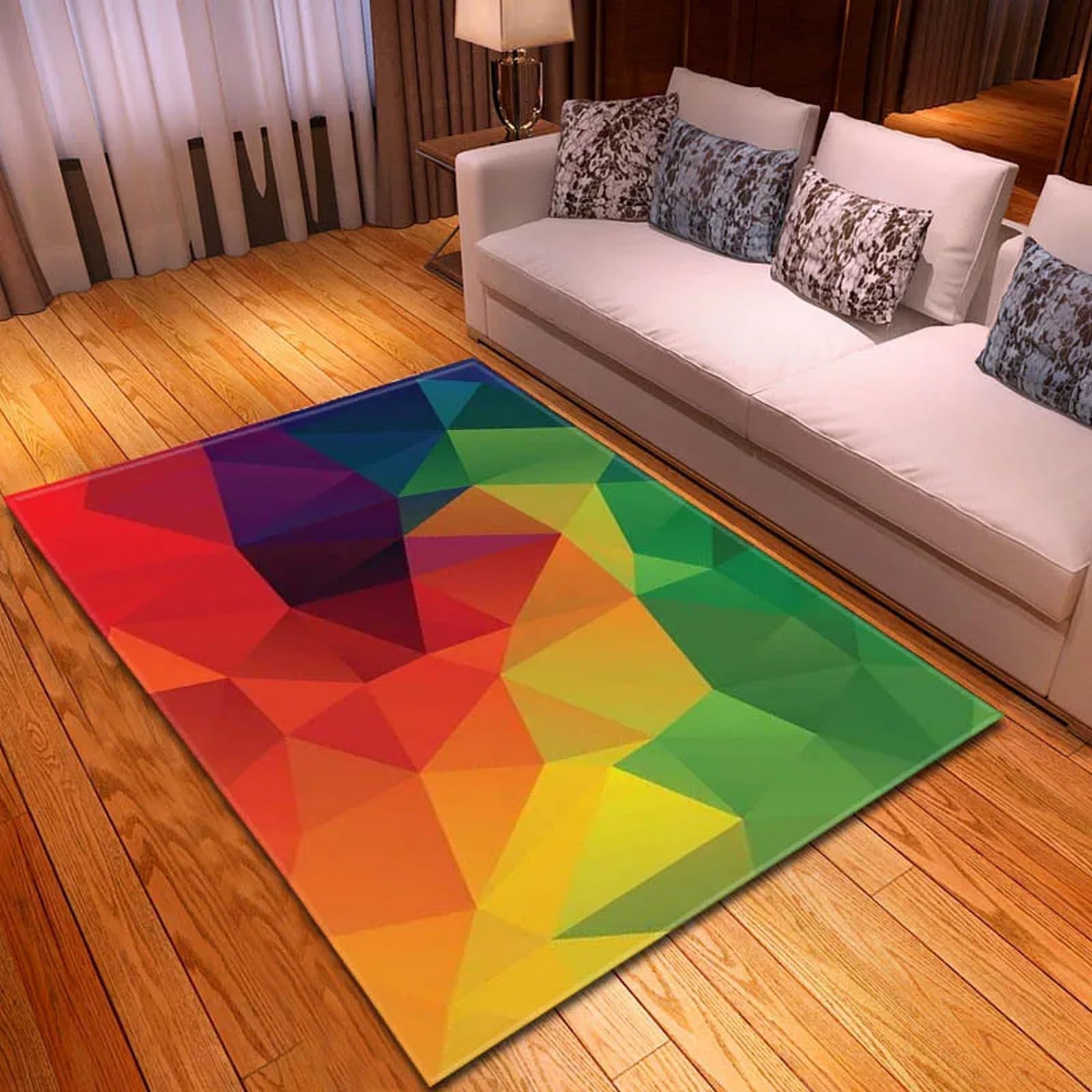 Tapis chambre enfants à motif géométrique doux et lavable 160 x 200