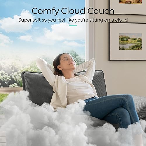 Miniatura 5 de LINSY HOME Sofá modular de 123 pulgadas, sofá modular de pana en forma de nube para sala de estar, sofá en forma de L con otomana móvil, modernos