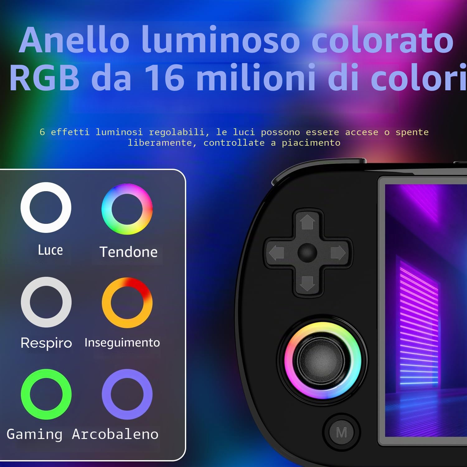 RG40XX H Console da gioco portatile, console da gioco retrò con illuminazione Joystick RGB, display IPS da 4 pollici, scheda TF 64G integrata e giochi 5571, compatibile con WiFi Blueto (nero, 64G)