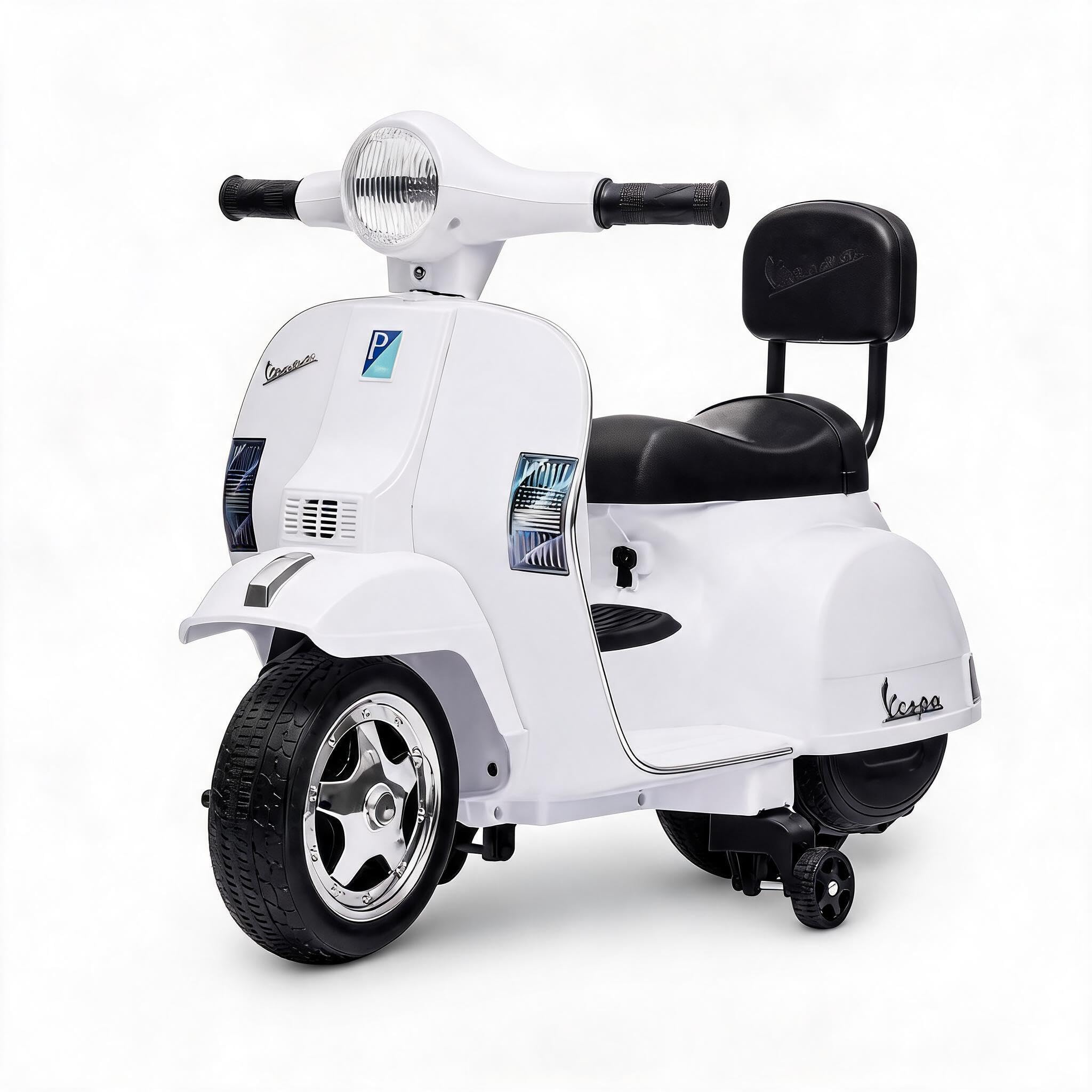 Acekool Licensed Classic Vespa-Style 6V Kids Electric Ride-On Scooter