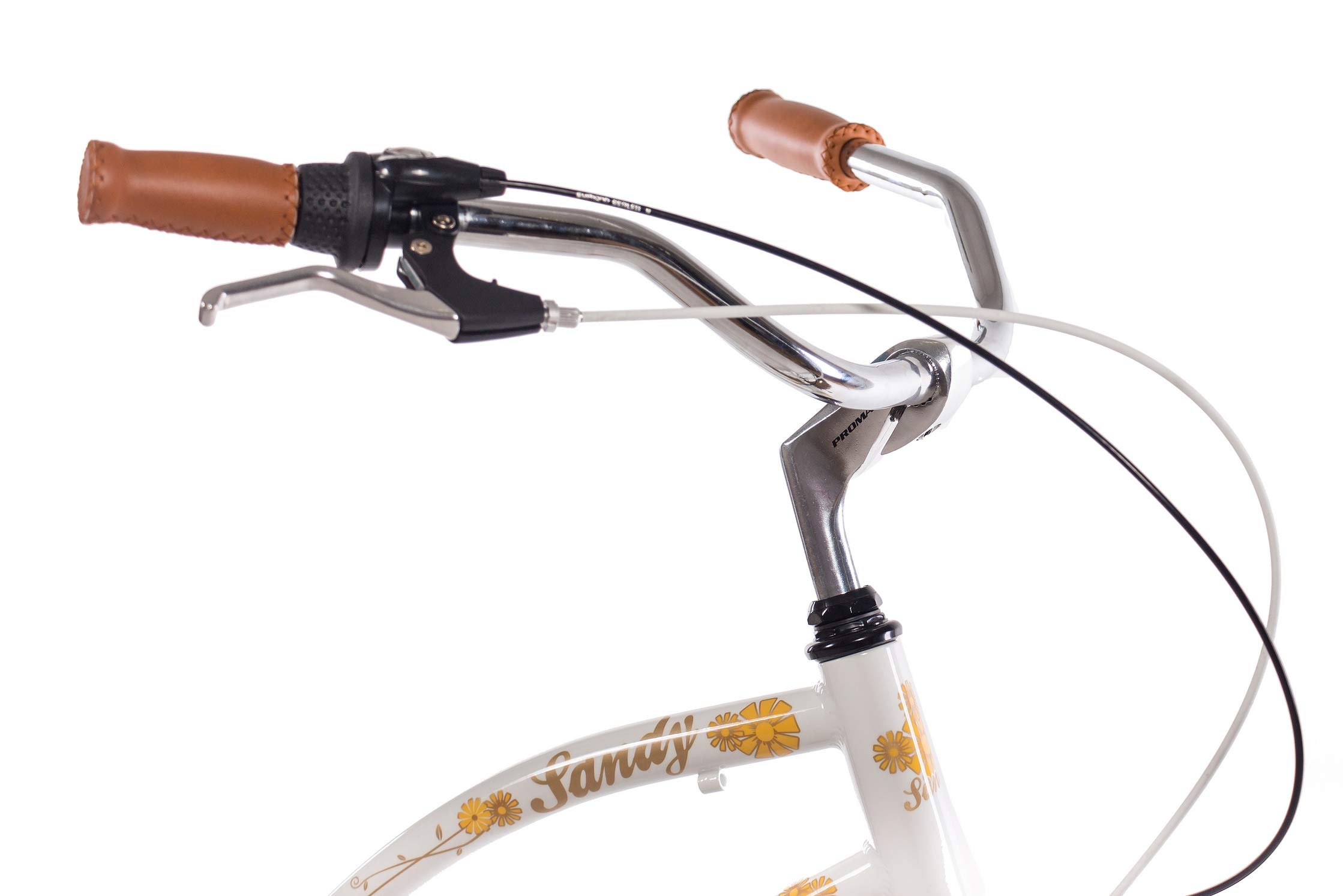 CHRISSON 26 Zoll Beachcruiser Sandy Weiss Gold mit 3 Gang Shimano Nexus Nabenschaltung, Damenfahrrad im Retro Look, Vintage Cruiser Bike