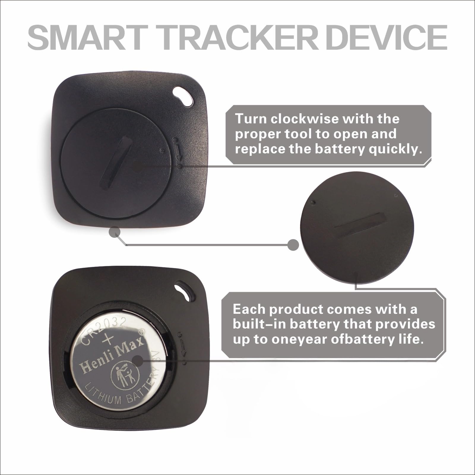 Smart Air Tag Black Bag Tracker for Apple Find My (iOS Only) Locator Item Finder for Keys, Wallet, Backpack, Luggages. (Not for Android Devices) (Black&White 2Pack)