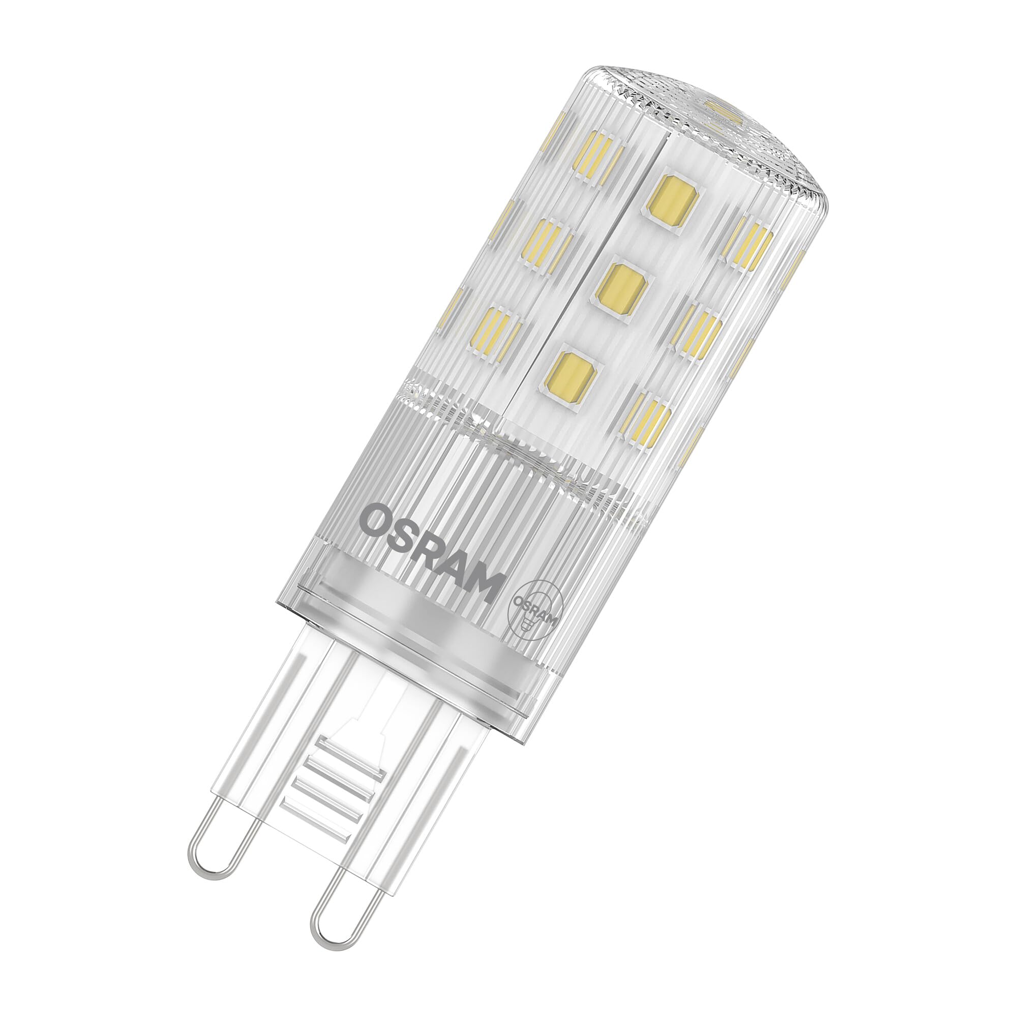 Osram LED PIN multicolor LED-Lampe mit Retrofit-Stecksockel G9, 4.9 W / 806 lm, klar, warmweißes Licht mit 2700 K, nicht-dimmbar, IP20, bleifreies Glas, 18 mm Durchmesser.