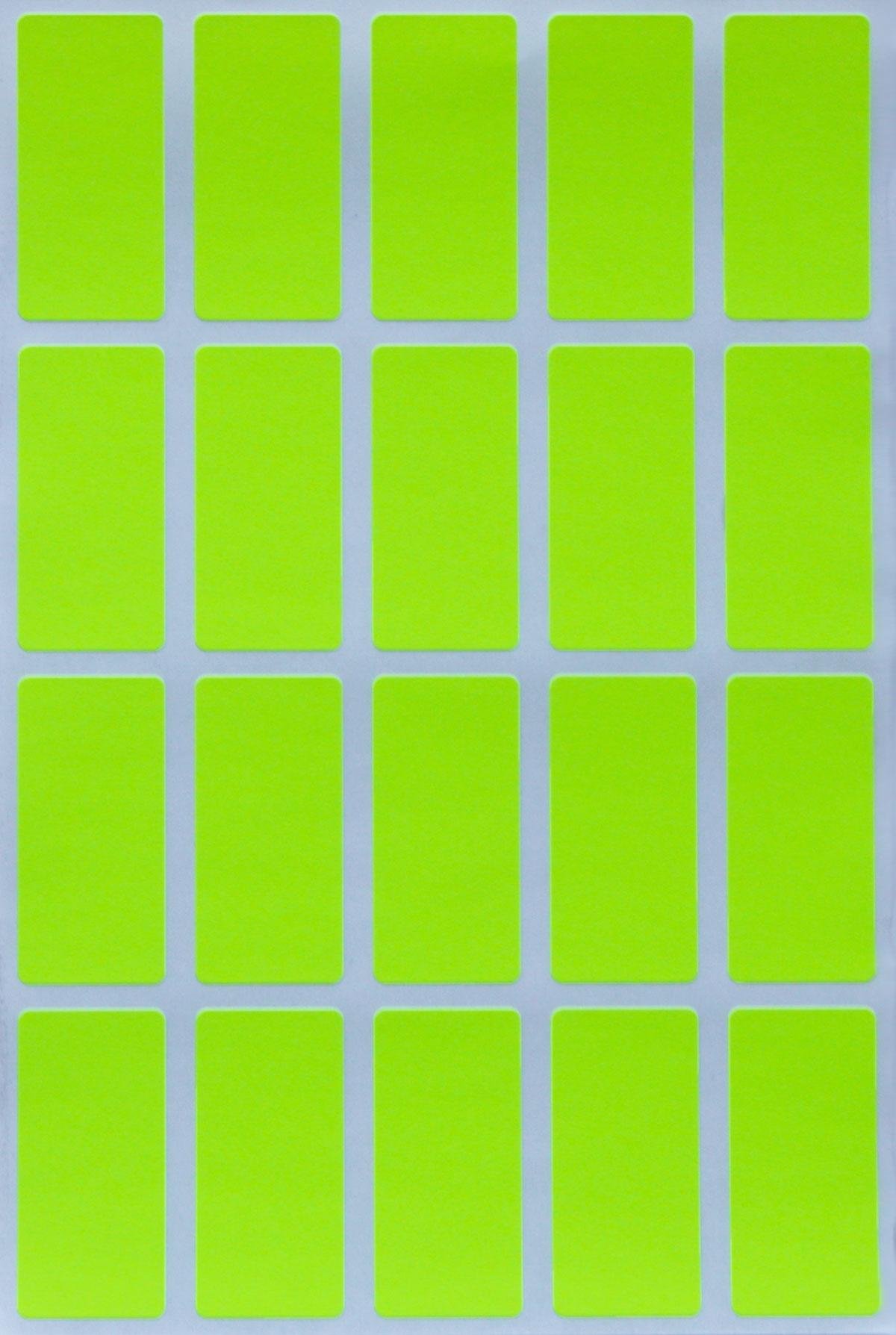 Royal Green Neon Yellow Rectangular Colored Labels 1.57 inch x 0.75 inch - Rectangle Color Code Stickers (40mm x 19mm) - 100 Pack