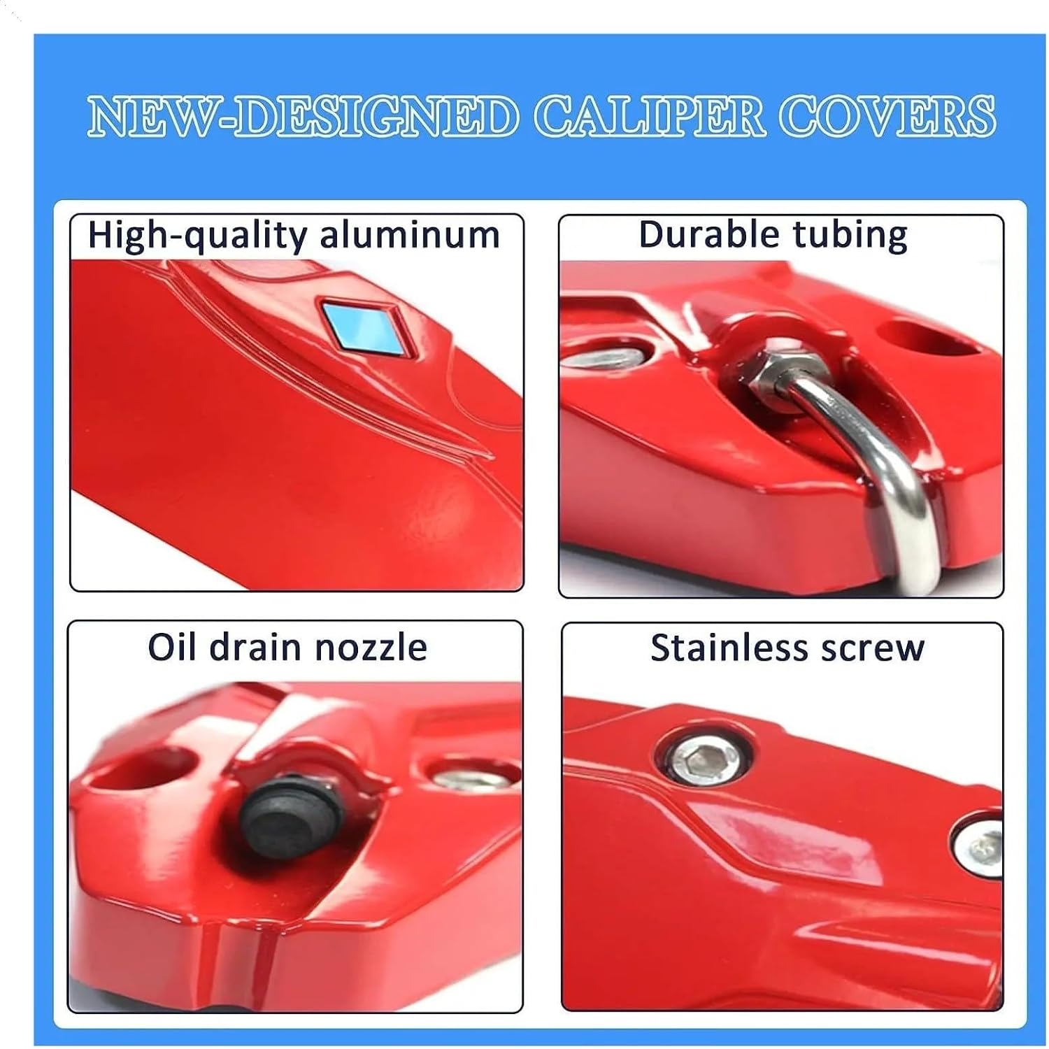 Brake Caliper Covers，Compatible For Tesla Model 3 2017 2018 2019 2020 2021 2022 2023 Accessories With Stickers(not Fit Model 3 2024)(Yellow)