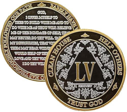 Miniatura 12 de Medallón anónimo de Alcohólicos Anónimos de Plata y Oro 1-60 años (20 años (XX)) Cápsula de Moneda AA Incluida