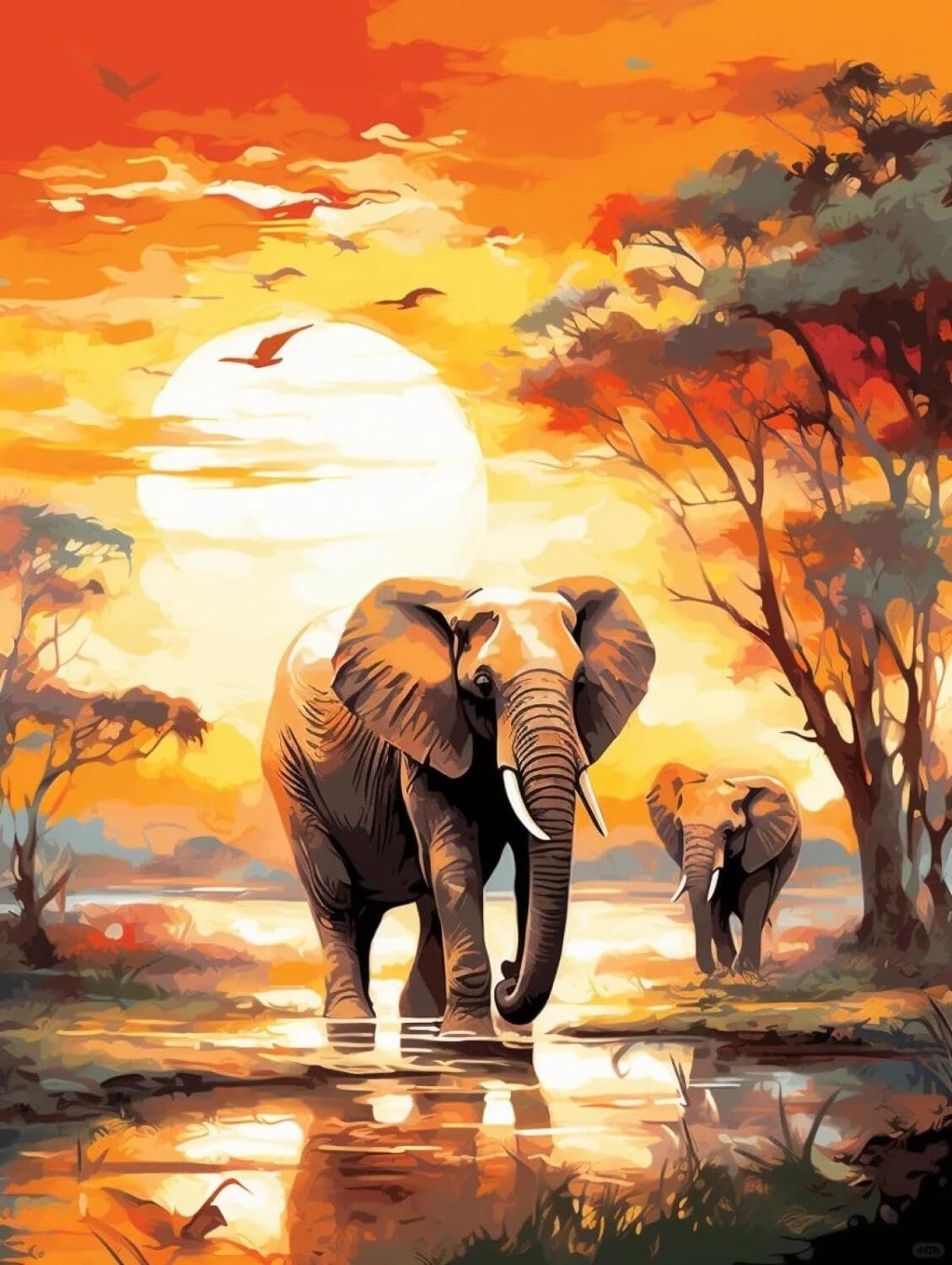 Rqwybcaxn DIY Latch Hook Rug Making Kits Watercolor Elephant 55x75cm