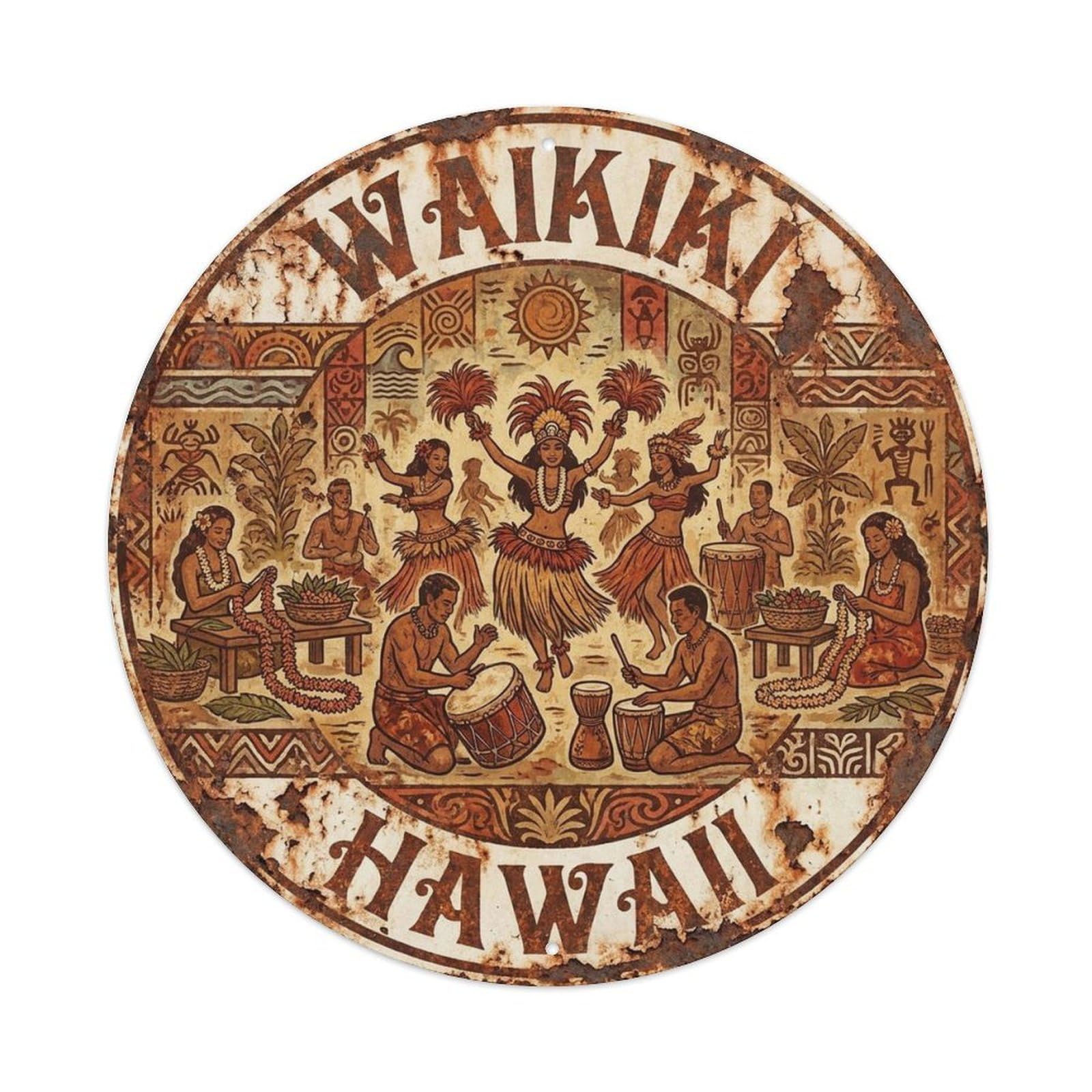 Waikiki Hawaii Island Getaway Ocean Coast Beach Metal Tin Sign