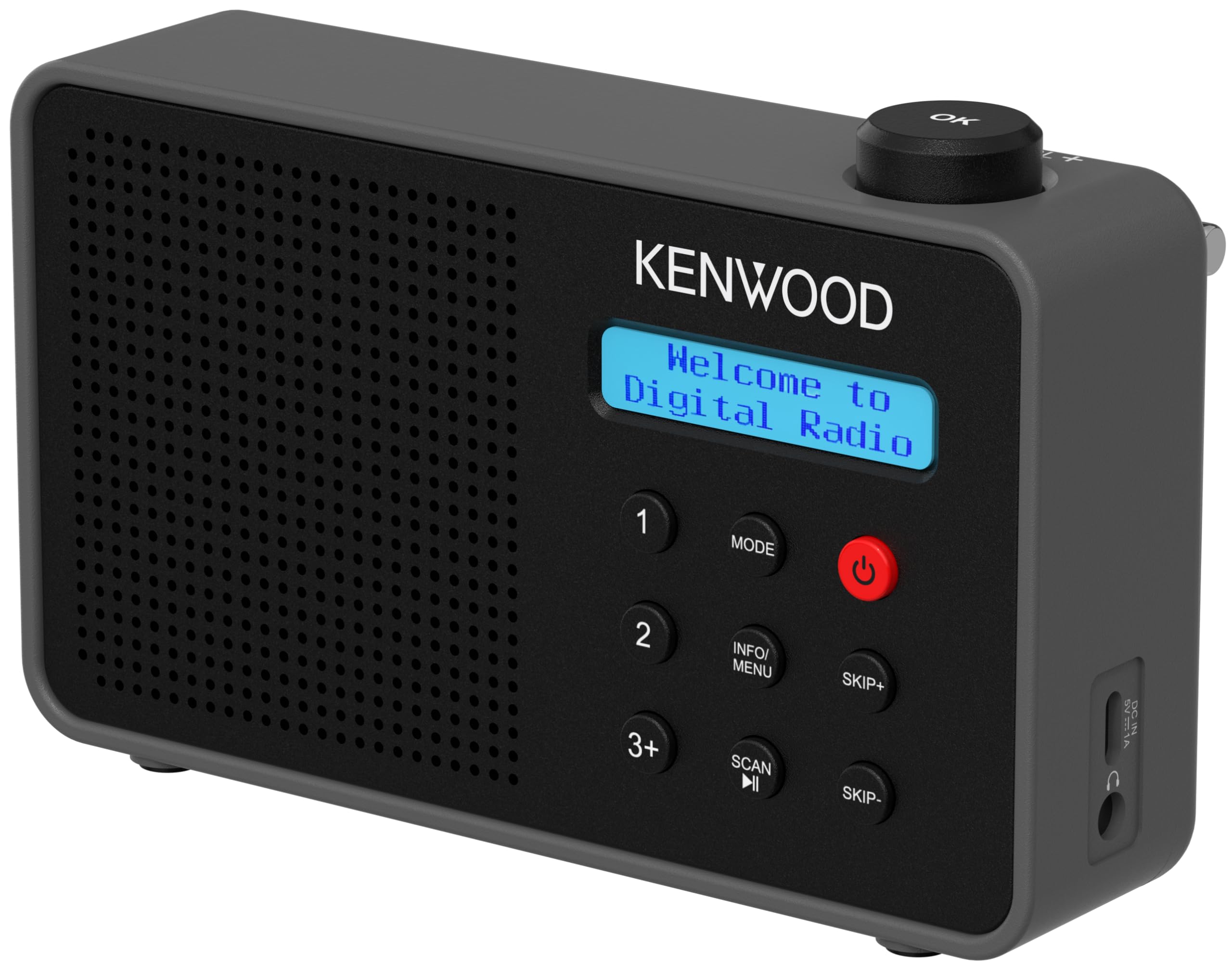 KENWOOD CR-M25DAB Radiosveglia DAB+/FM con ASA, Bluetooth 5.3, Dual Alarm, Sleep Timer, batteria Li-ion, 30 preset, jack 3,5 mm – Nero