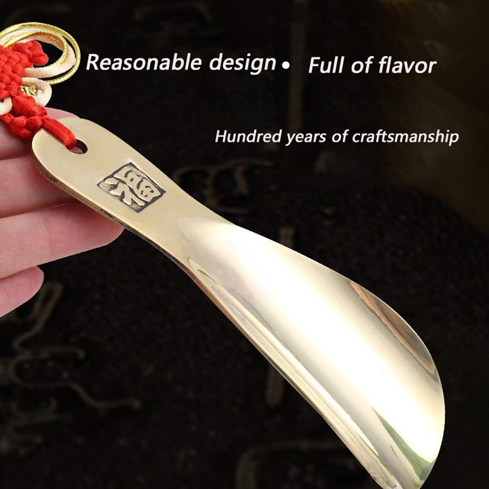 Handgefertigter Schuhlöffel aus Metall, 14 cm, Schuhlöffel aus massivem Messing, Schuhlöffel aus Metall, geeignet für schwangere ältere Frauen (Farbe: Messing, Größe: 14 cm x 5 cm) (Messing 14 cm x 5