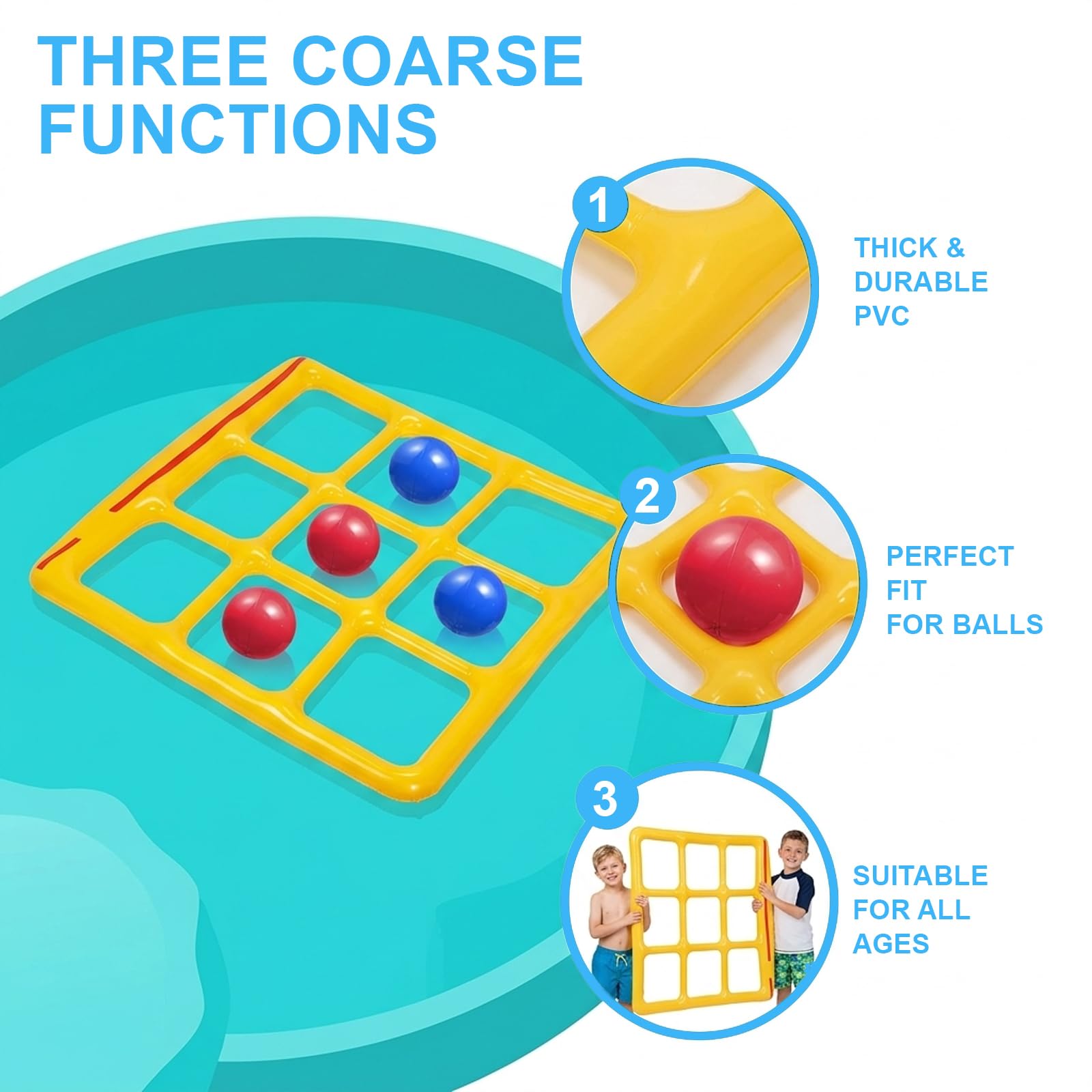 Giochi Piscina Tic Tac Toe, Giocattolo Gonfiabile per Piscina, Gonfiabili Piscina con 10 Palline, Galleggiante per Piscina Gioco, per Piscina, Spiaggia, Bambini e Adulti