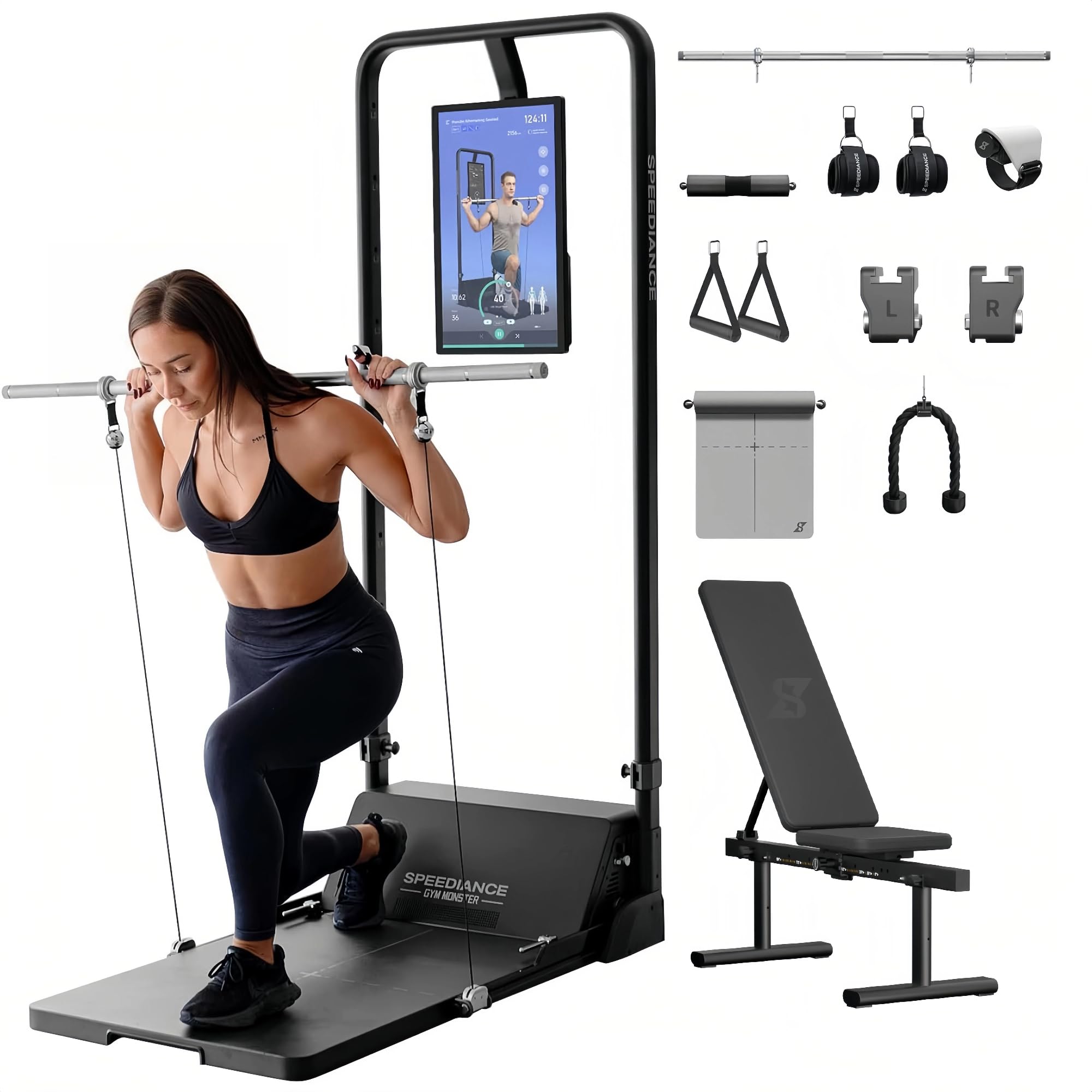 - Speediance Gym Monster Smart Home Gym, Multifunctional Strength Training Machine, Smith Machine Power Cage Workout Station, Squat Rack Cable Machine, Full Body Fitness Equipment for Home Workout