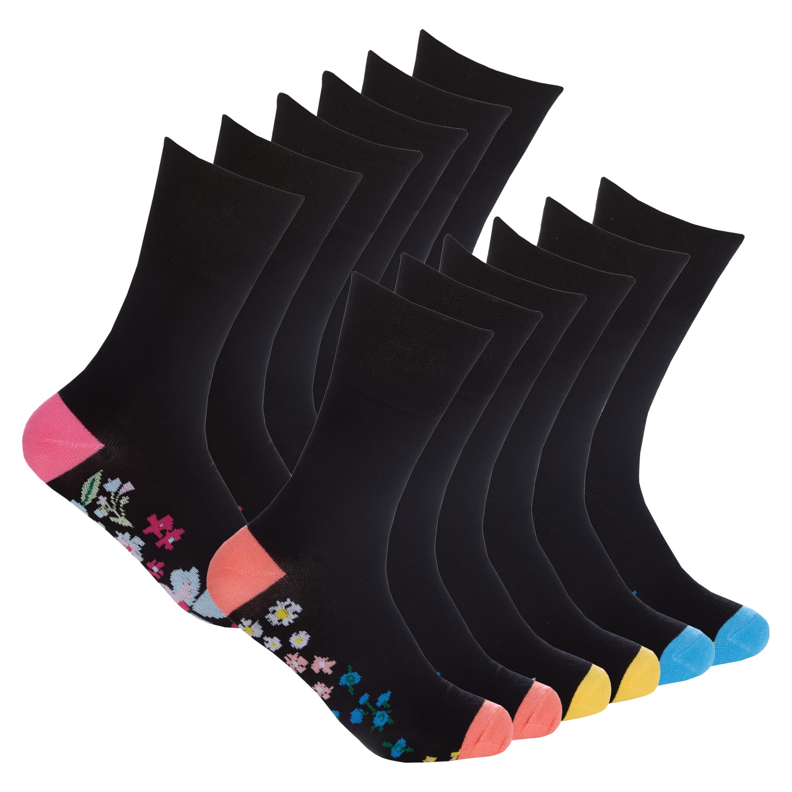 Metzuyan Ladies Womens Diabetic Non Elastic Bamboo Socks Loose Top Footbed 4-8
