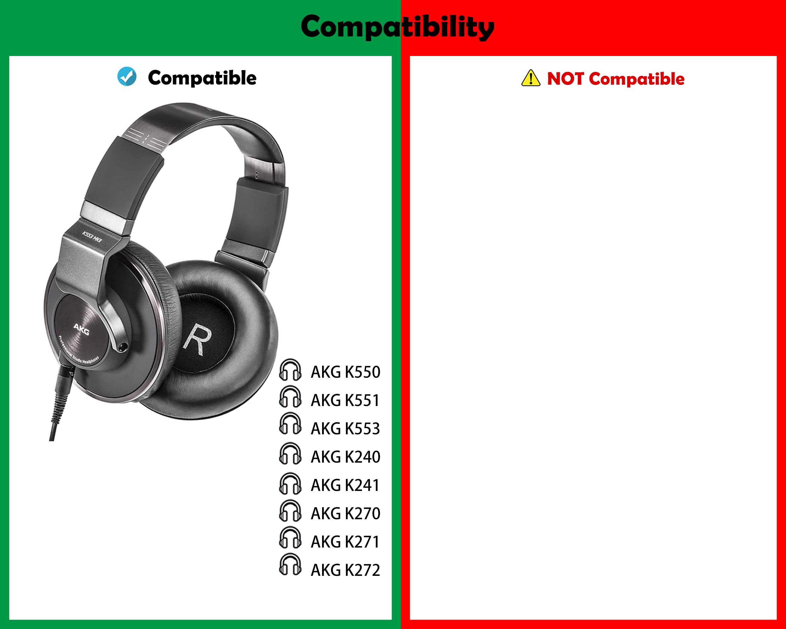 Headset Ear Cushions Replacement Ear Pads Headphone Earpads Compatible with AKG K550 K551 K553 K240 K241 K270 K271 K272 Headphone - Image 2
