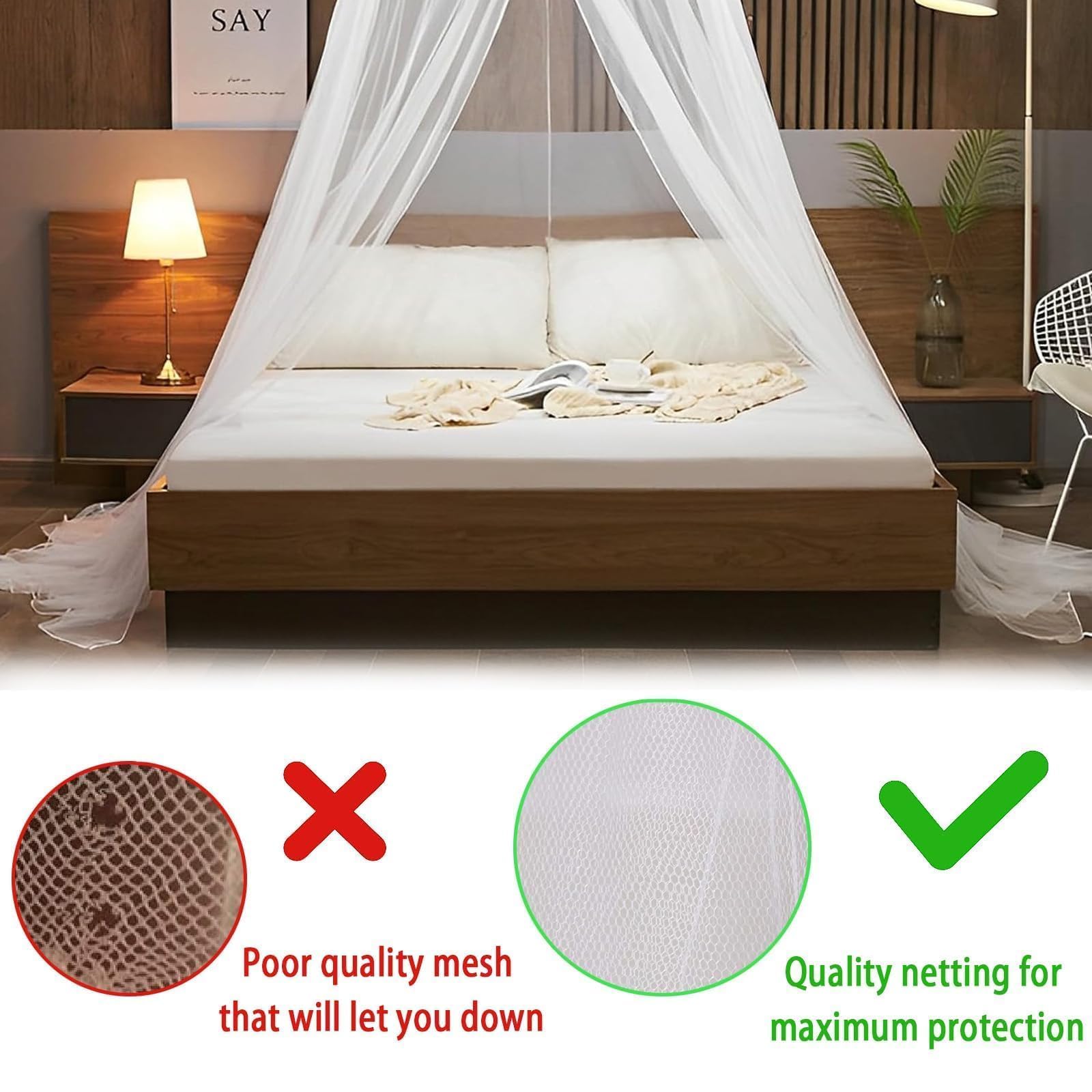 Pddenality 2pcs Mosquito Net for Bed Mosquito Bed Net for White Dome Single and Double Beds Use for Indoor and Outdoor Travel - Image 4