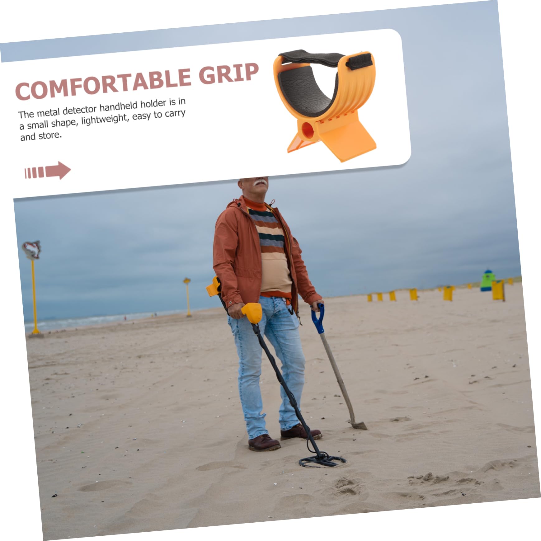 Supporto per Metal Detector Portatile Giallo, Accessorio Maneggevole