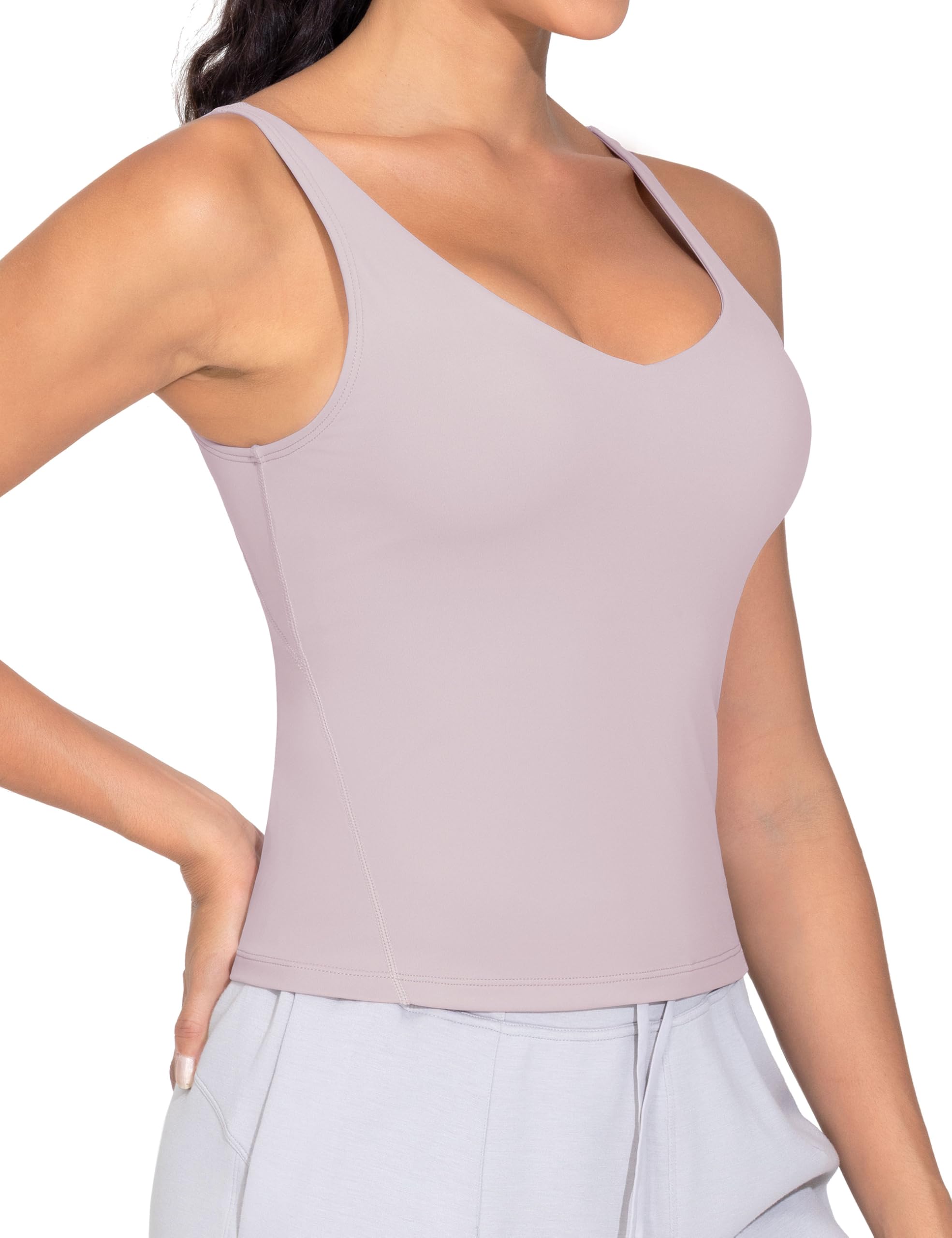THE GYM PEOPLE Sport BH Damen Longline Crop Tank Top Mit Integriertem BH Yoga Oberteil Fitness Workout Pilates Sports Bra