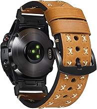 BINLUN Compatible with Garmin Watch Strap 22mm/26mm Genuine Leather Crazy Horse Shape X Route for Fenix/for Forerunner/for Enduro/for Descent