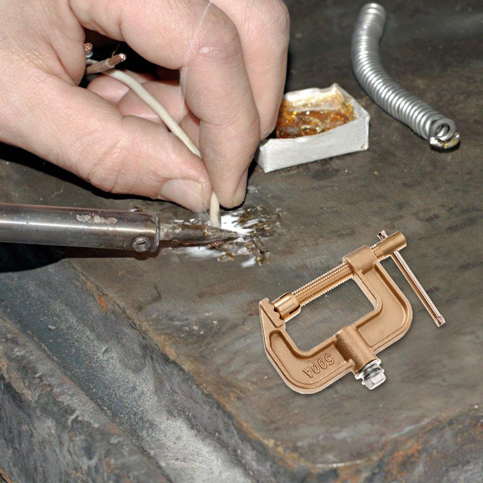 Morsetto di Massa per Saldatrice in Rame, Clip di Terra Pratica per Saldatura Industriale, Compatibile Saldatrice a Argon e Installazione Rapida