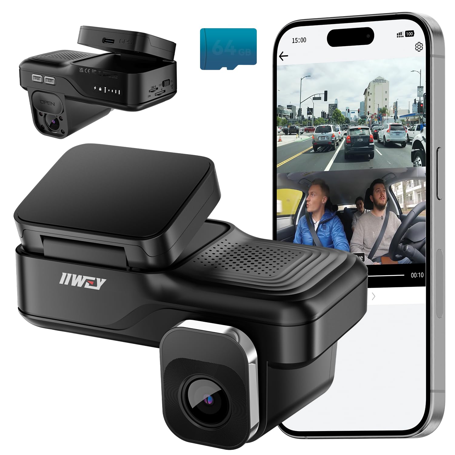 IIWEY L7 4G LTE Dash Cam Front and Inside| 24/7 Parking Monitoring | Real-Time Remote View | Smart Motion Alerts & Cloud Storage | Two-Way Audio, Privacy Mode (32G SD Card & SIM Card Included)