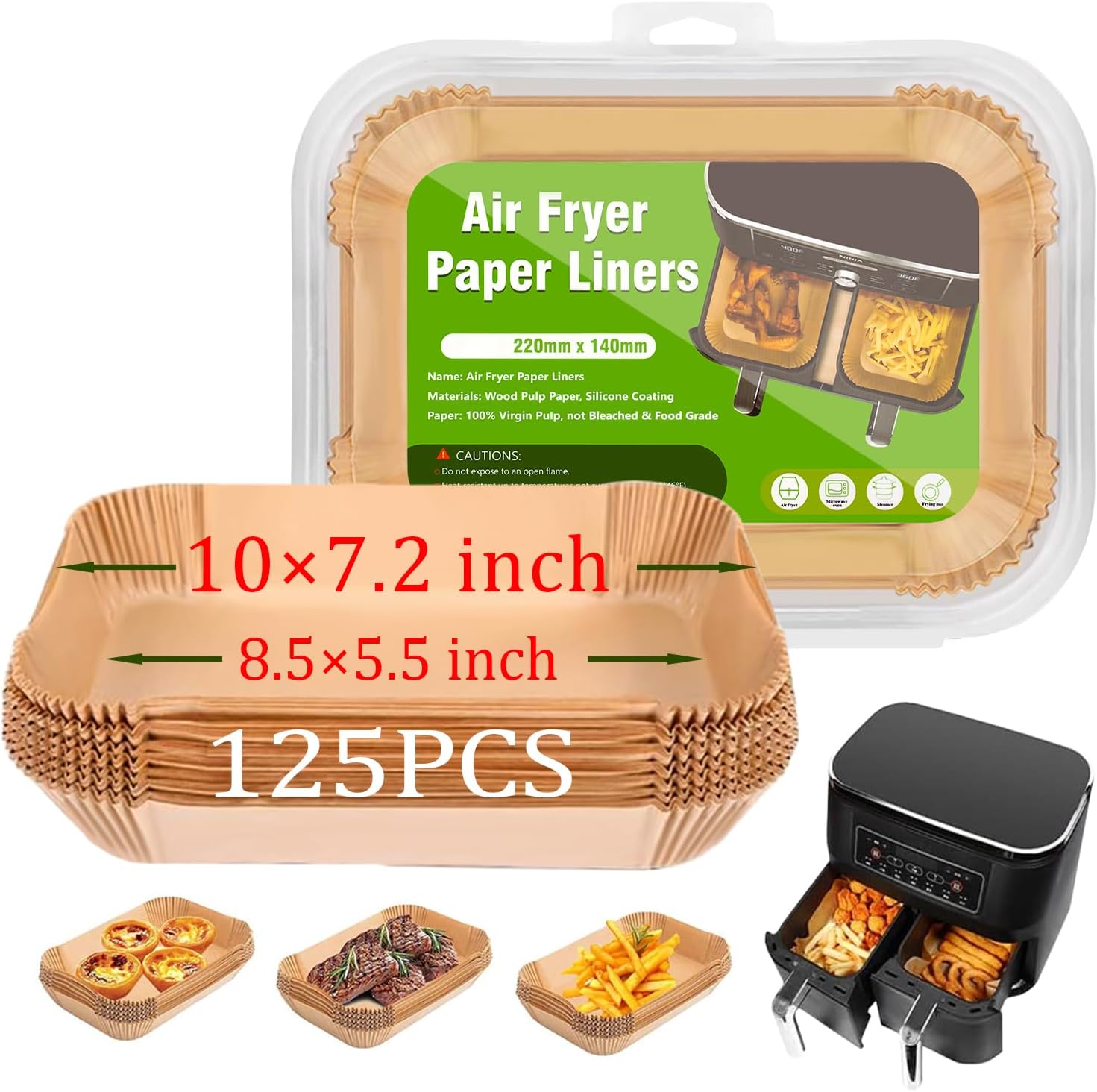 125PCS 22cm Air Fryer Liners Disposable Paper for Ninja Air Fryer, Baking Parchment Paper