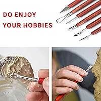 Vista 5 de Herramientas para esculpir arcilla, 6 herramientas de arcilla polimérica de acero inoxidable de doble extremo, herramientas de cerámica con mango