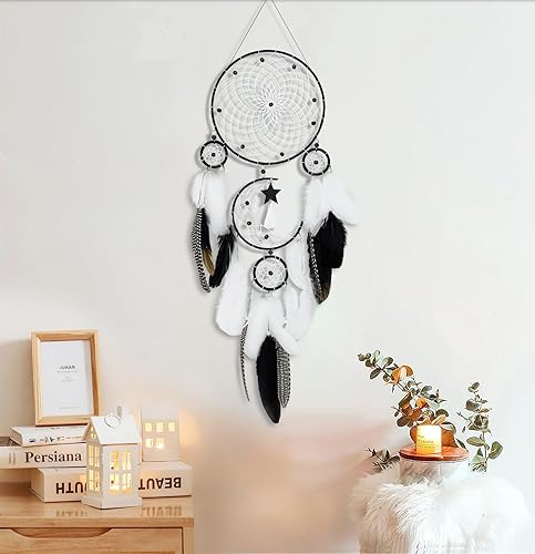 Miniatura 3 de Paquete de 5 atrapasueños para decoración de pared, diseño bohemio de luna y sol, hecho a mano, tradicional, atrapasueños, decoración para colgar en