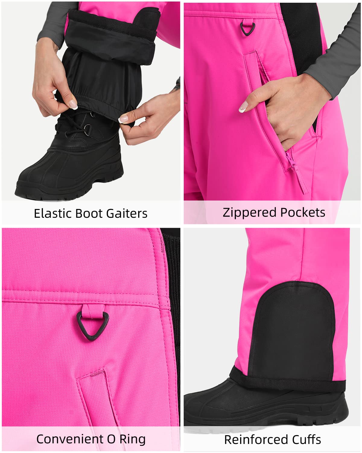 Sportneer Pantalon Nieve Mujer Pantalon Esquí Mujer Impermeables Ropa Nieve Mujer Térmicos Pantalon Montaña Monos para Exteriores Snowboard Invierno Calentar Pantalones con Peto Trekking Softshell