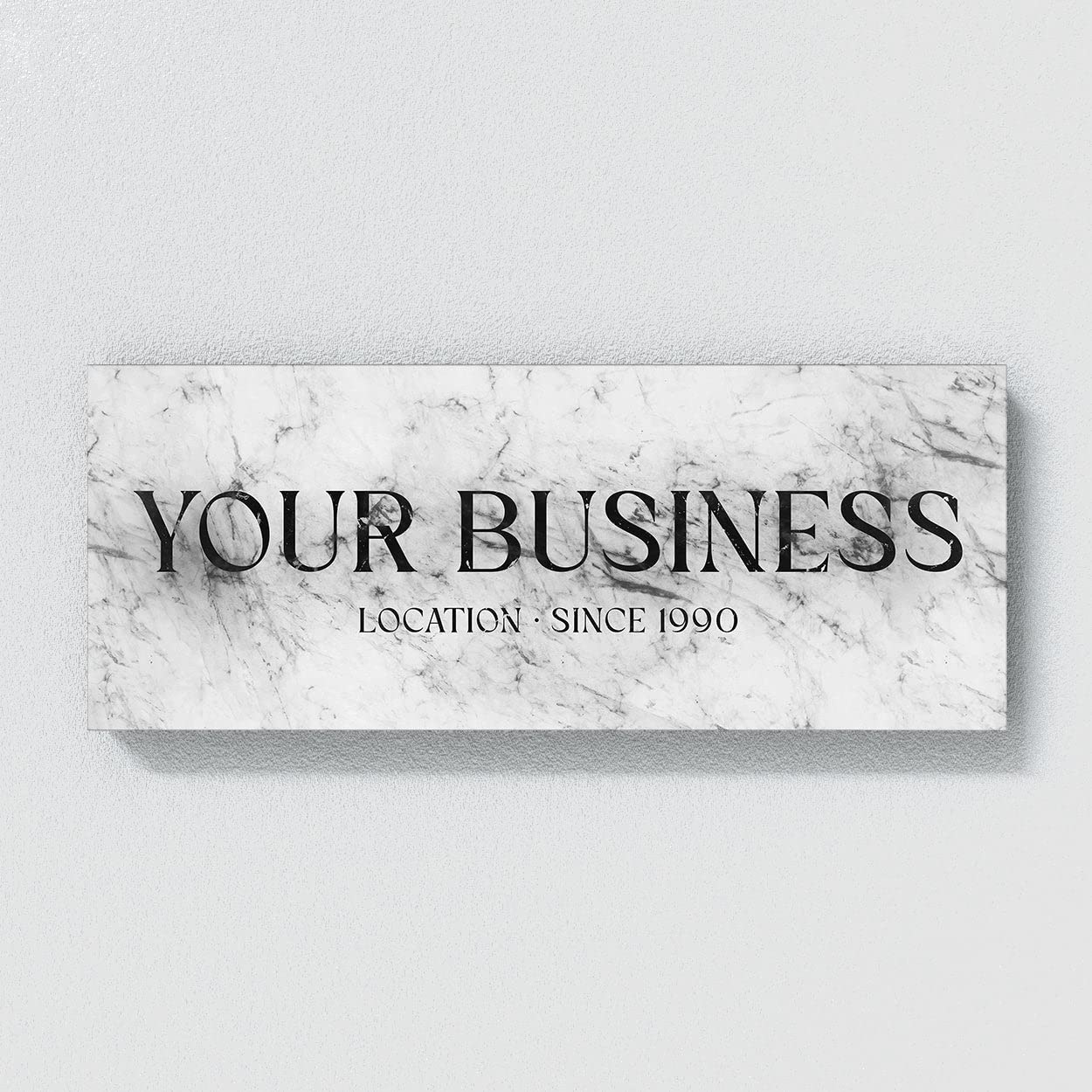Sense Canvas Personalizado Your Business Company mármol blanco cartel personalizado lienzo arte tu tienda – decoración del hogar arte de pared impresión póster pintura grande 40 x 16 / 0.75 pulgadas