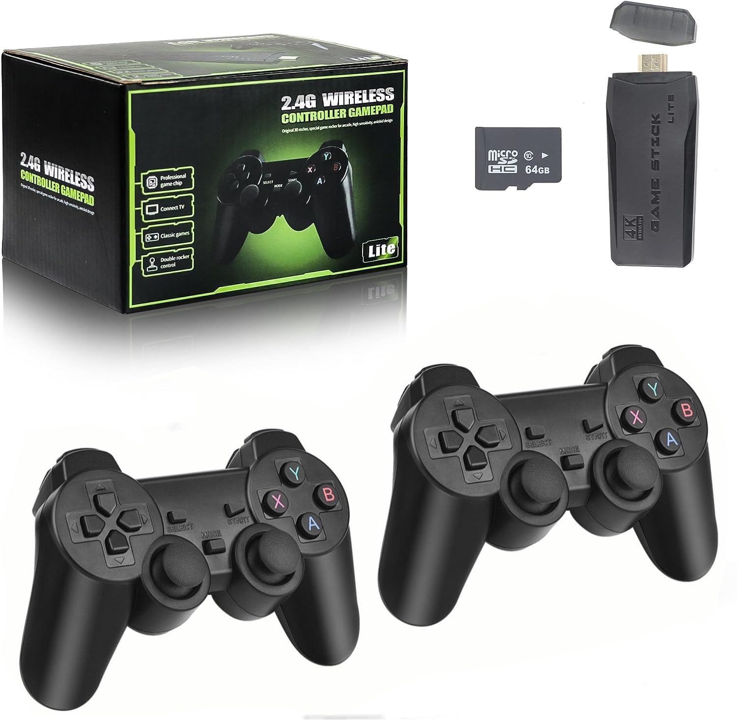 ORZ 64G Wireless Retro Game Console, 20000+ Built-in Games, HDMI Output TV Video Games, with Dual 2.4G Wireless Controllers