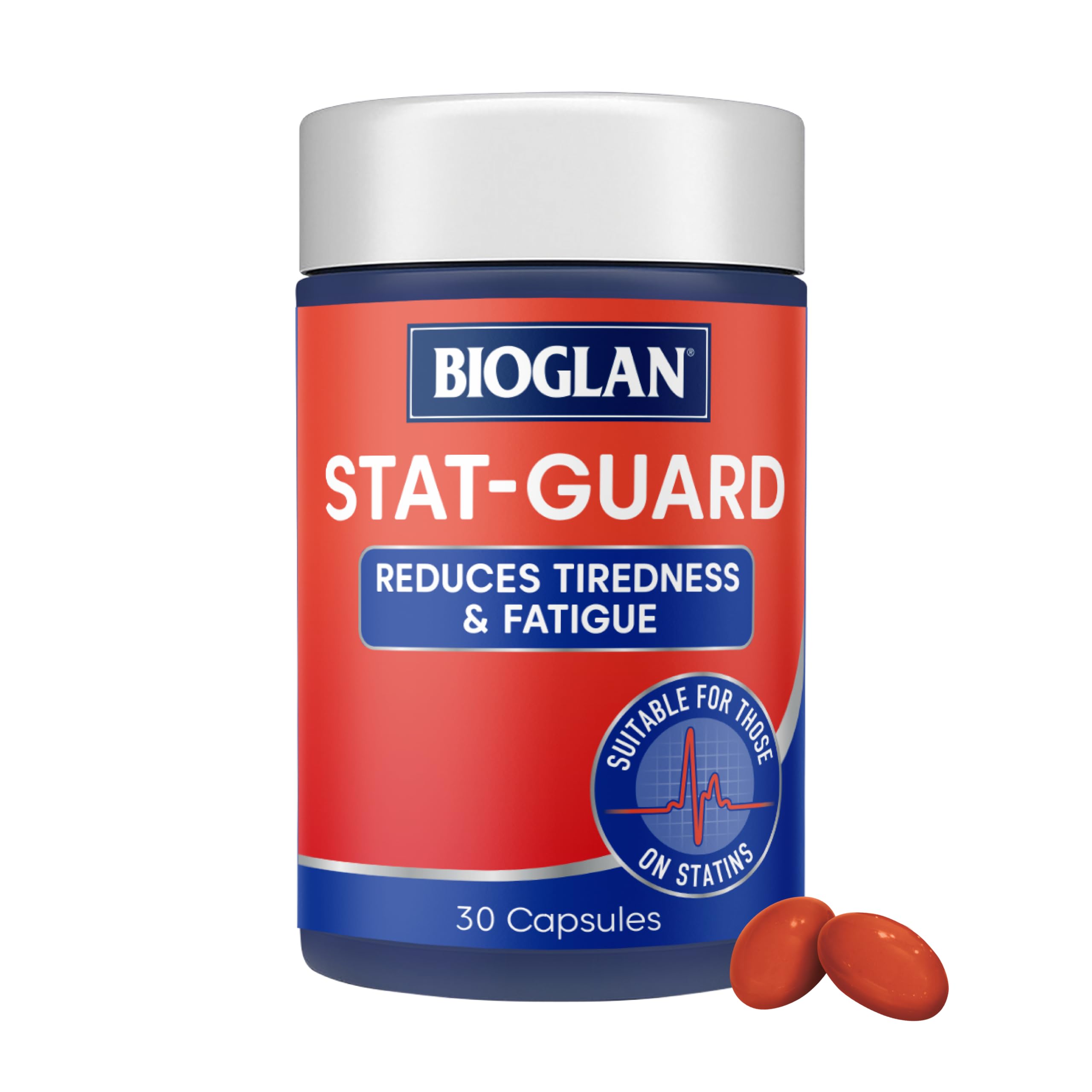 Bioglan Stat Guard | CoQ10 | Zinc | Vitamin E | Vitamin B1 | Magnesium | Helps Reduces Tiredness | Fatigue & Supports Heart Health | 30 Capsules