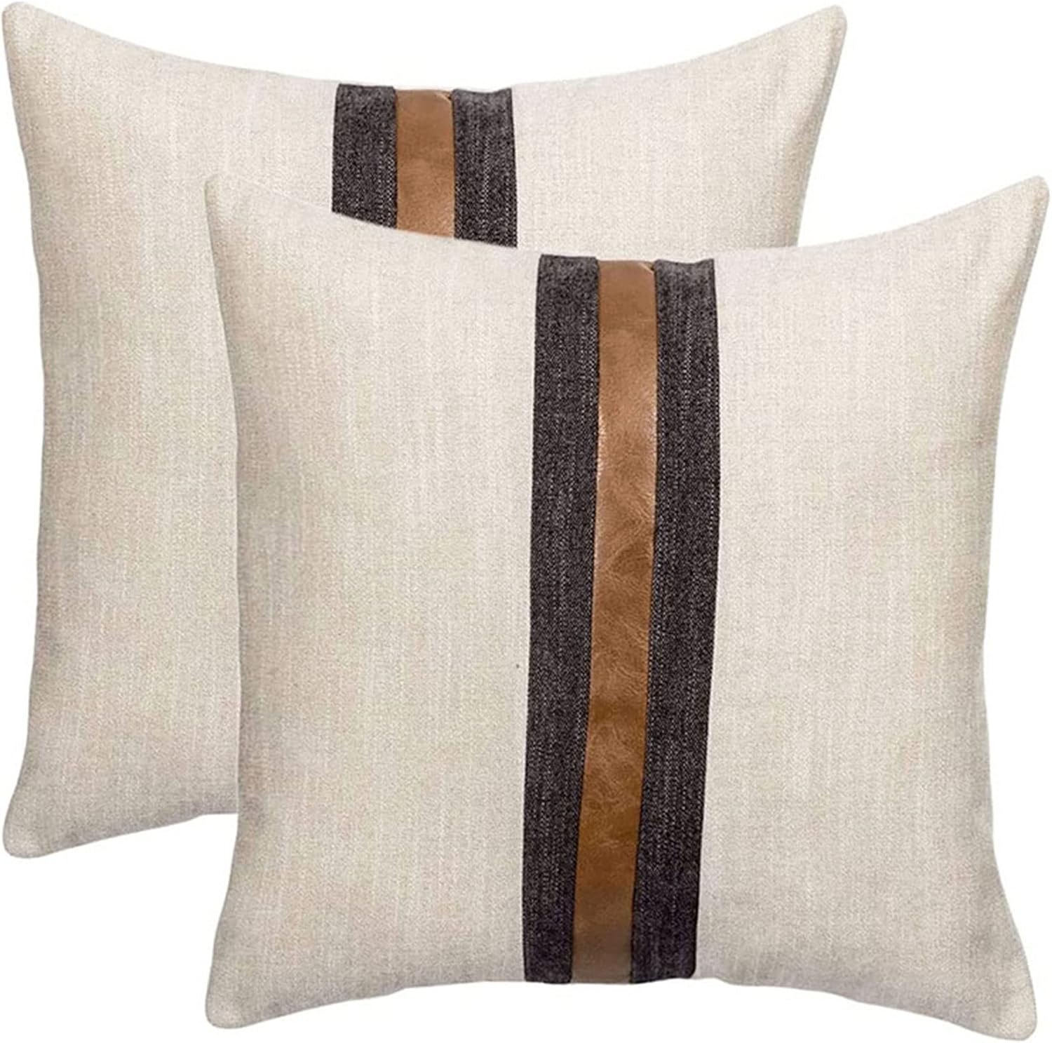 BOYSUM Set of 2 Leather Throw Pillow Covers Outdoor Decor