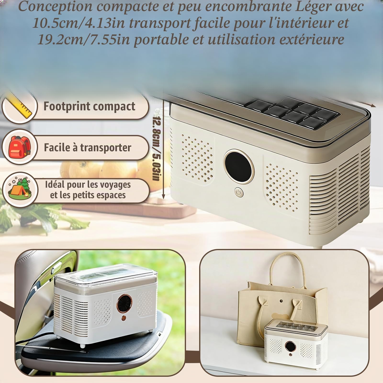 Machine à glaçons portable, 12 glaçons par cycle, glacette rapide en 15–20 min, glaçons creux ou pleins au choix, 12V/220V pour voiture et maison, appareil à glaçons compact pour voyages, camping et f