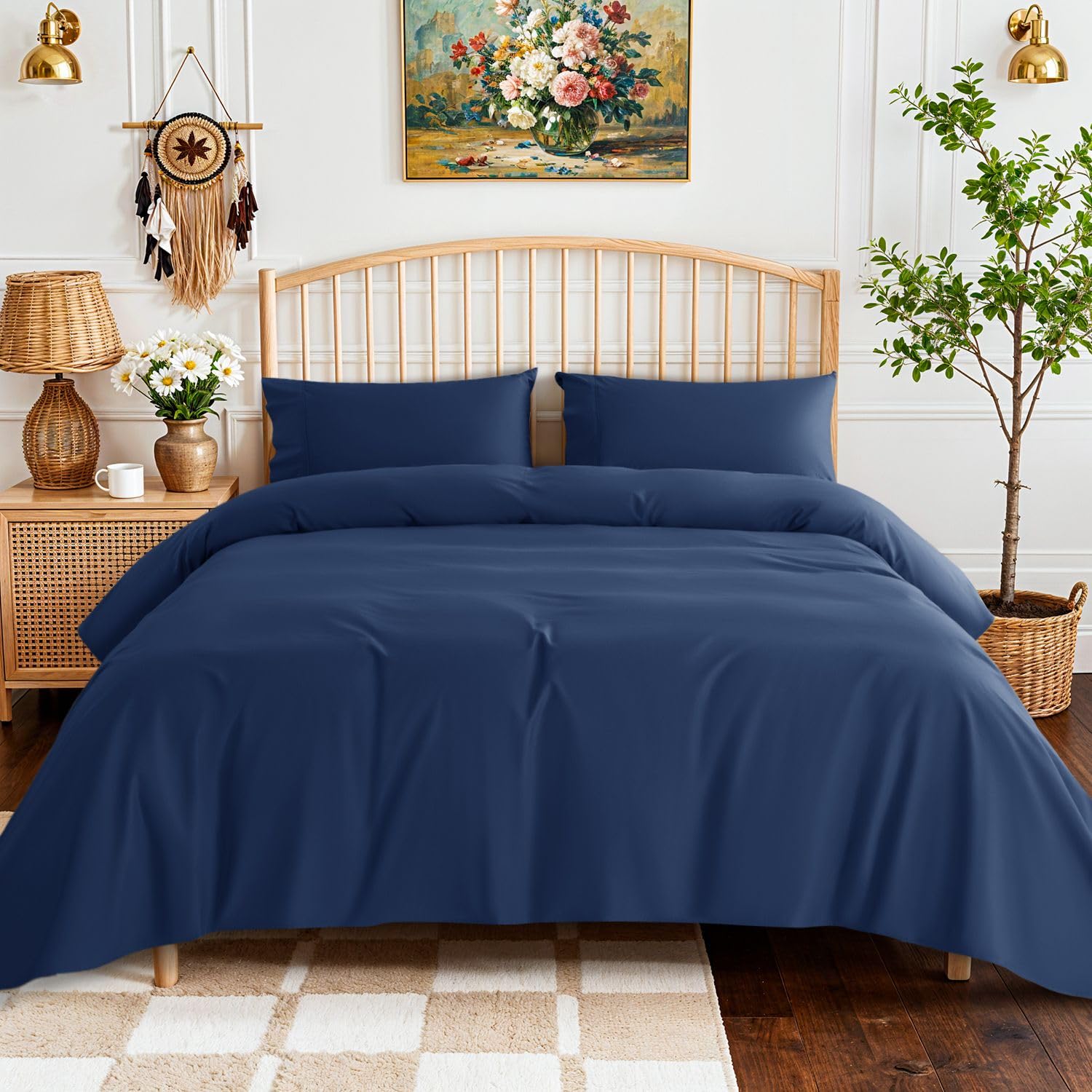 SONORO KATE 800 Series 100% Egyptian Cotton King Size Sheets,Sateen Weave