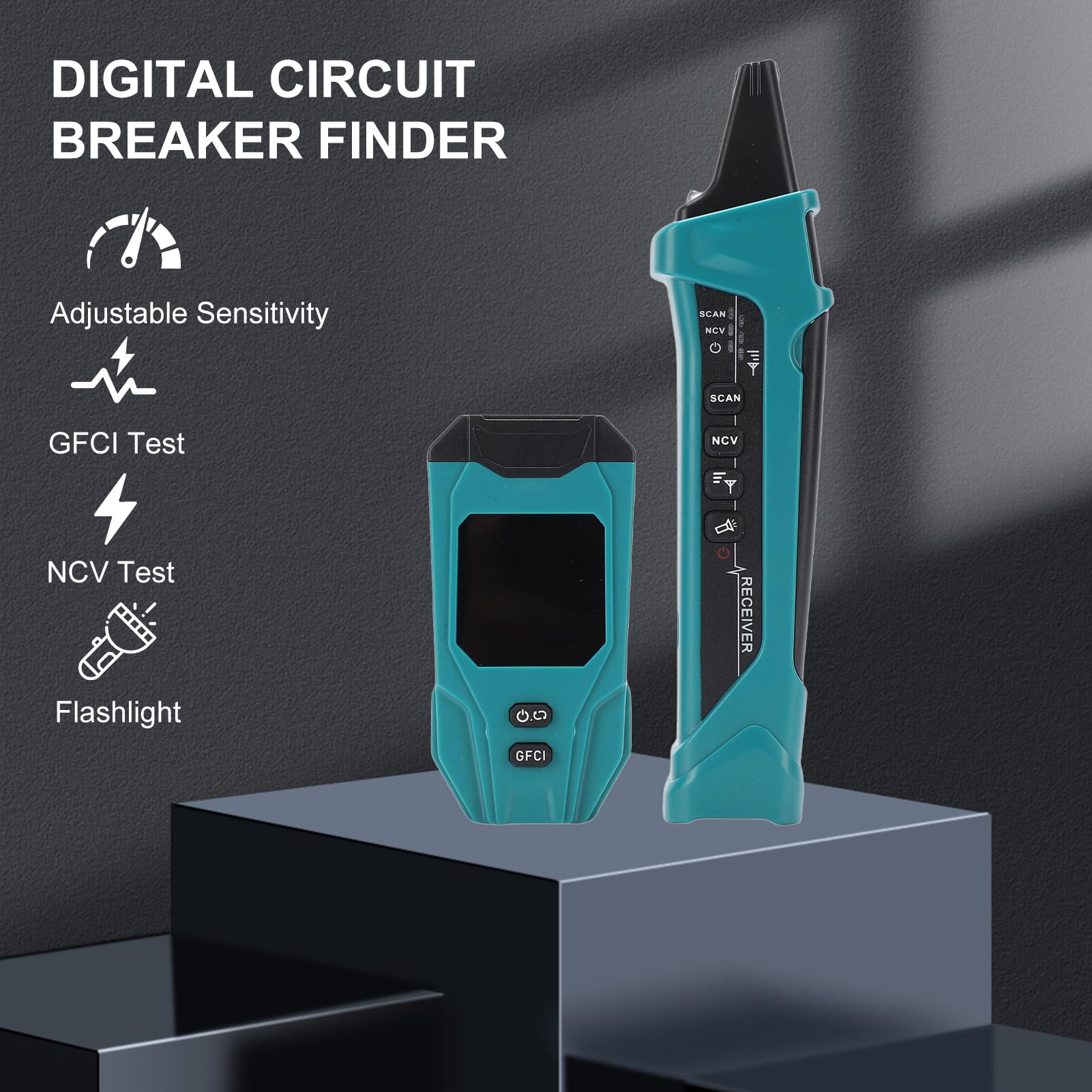 Eujgoov Kit di Strumenti per Tester Elettrici per Prese GFCI per la Ricerca di Interruttori Automatici con Test NCV, Custodia per il Trasporto e Adattatore per Torcia (Spina europea 220 V)