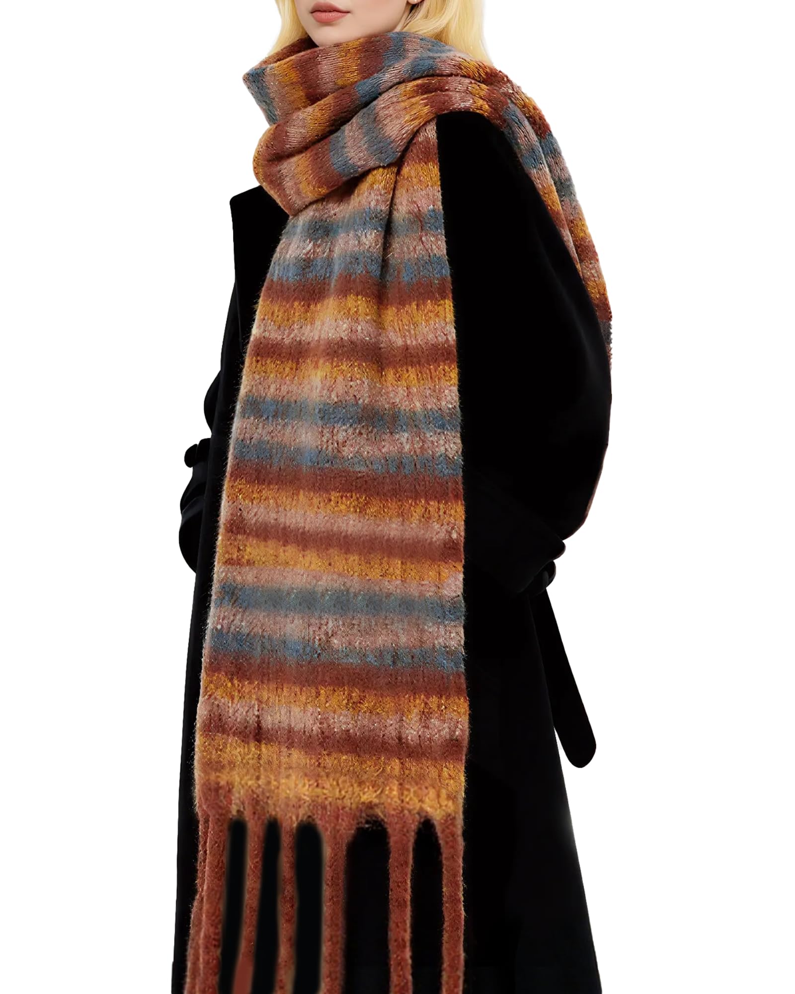 Darller Winter Scarf for Women Large Chunky Plaid Scarves Oversized Thick Soft Blanket Scarfs Warm Tassel Shawl