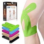 PreCut Kinesiology Tape for Knees, 12 PCS Waterproof KTQUICK Knee Tape for Knee Pain Relief Pre Cut, Original Cotton Athletic Knee Tape, Waterproof & Hypoallergenic Latex-Free for Sports (Green)