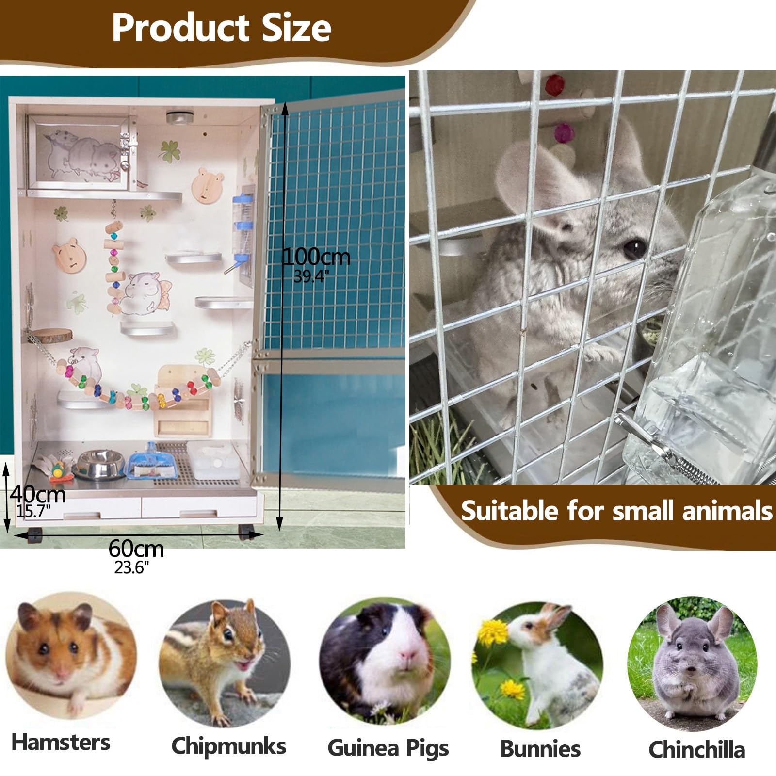 Jaula para hurones con bandeja extraíble, plataformas anchas, evita escapes, antimasticación, fácil de limpiar para animales pequeños